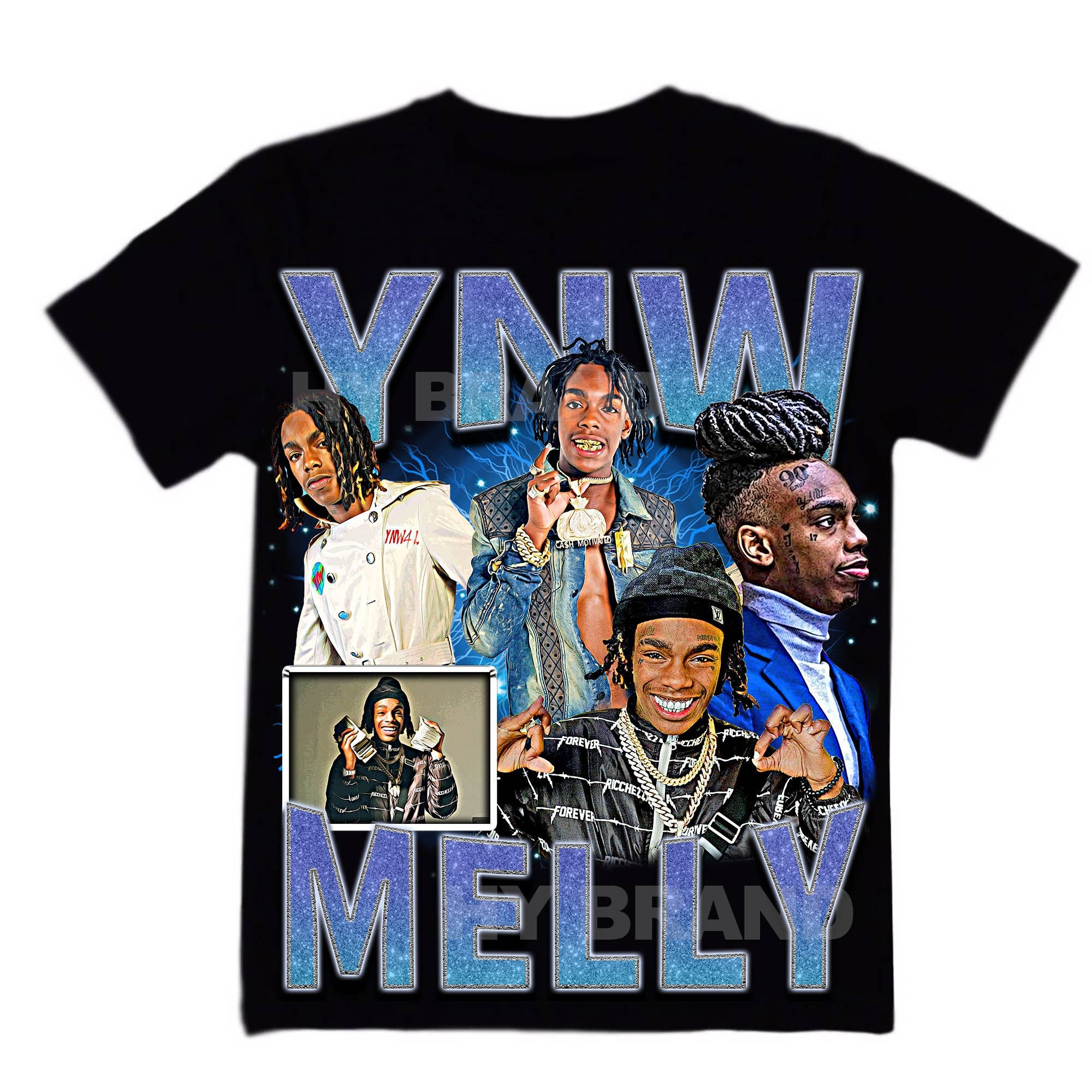 Ynw Melly Vintage Bootleg Ready To Print Football T - Adult & Kids T-Shirts, Sweatshirts & Hoodies apparel design preview 1