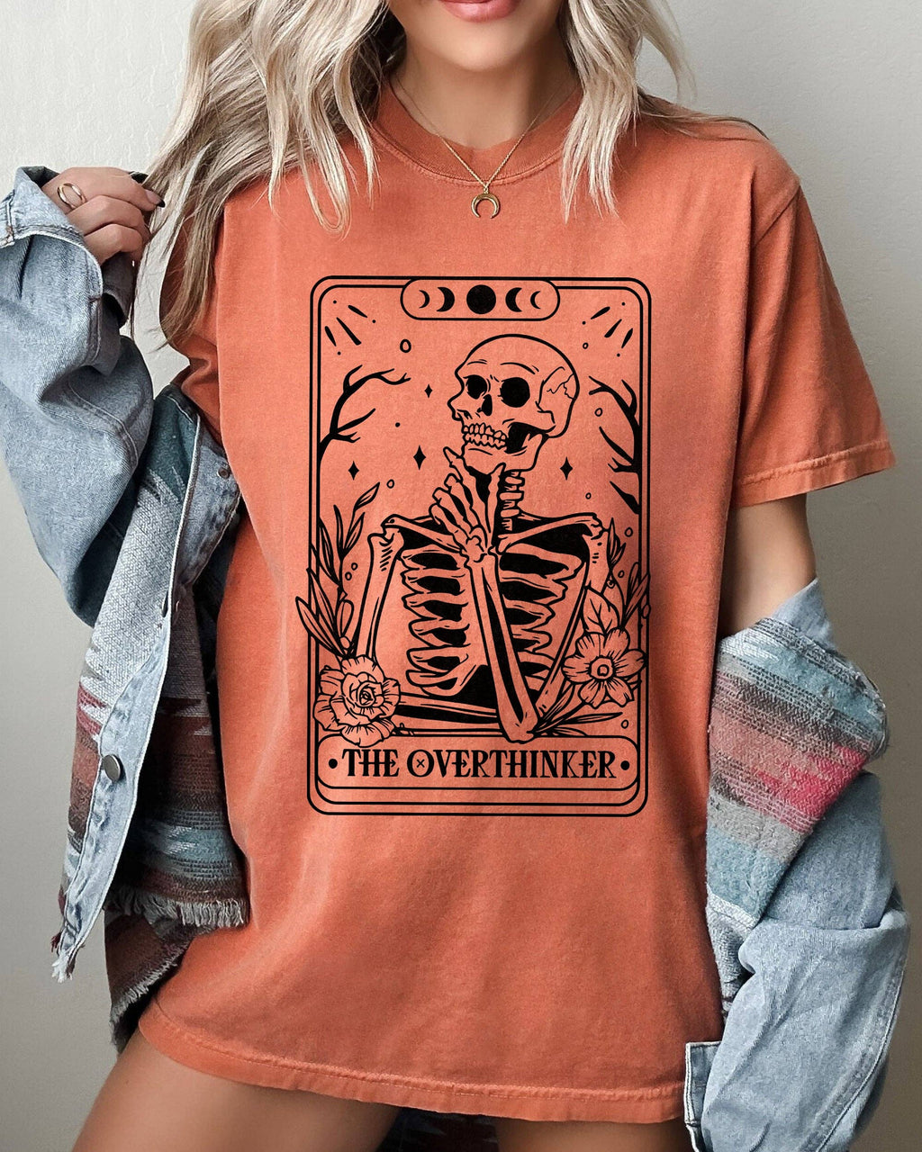 The Overthinker, Tarot, Skeleton, Halloween - Adult & Kids T-Shirts, Sweatshirts & Hoodies apparel design preview 1