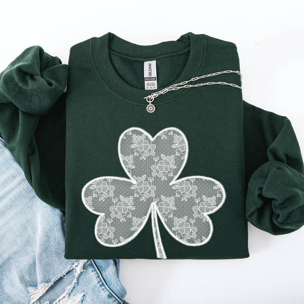 Lace, Coquette Shamrock St Patrick's Day - Adult & Kids T-Shirts, Sweatshirts & Hoodies apparel design preview 1