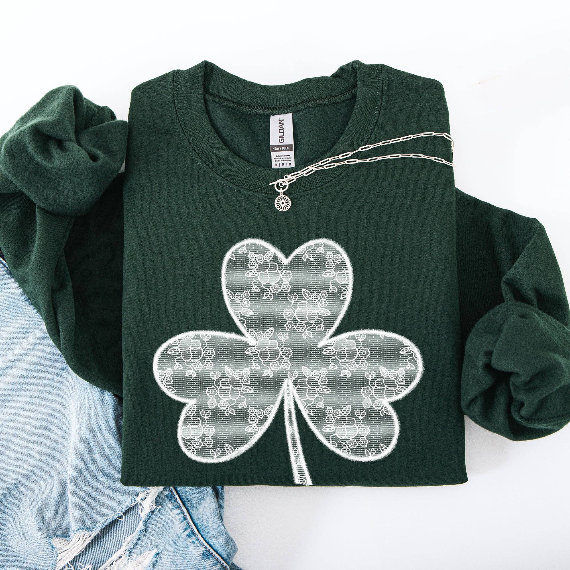 Lace, Coquette Shamrock St Patrick's Day - Adult & Kids T-Shirts, Sweatshirts & Hoodies apparel design preview 1