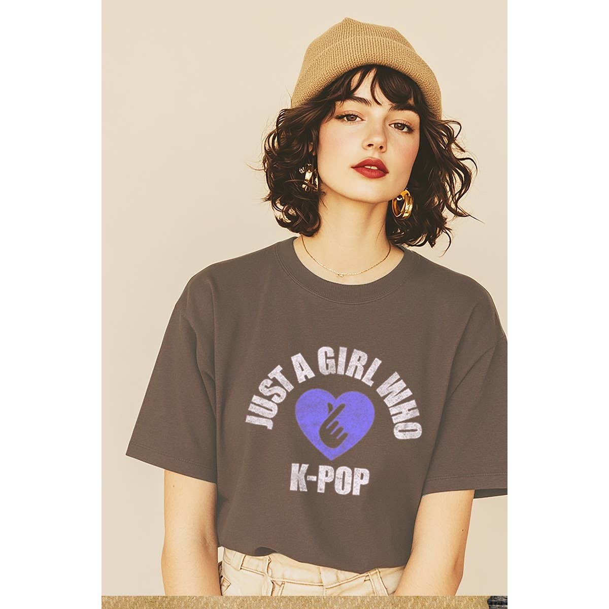 Just A Girl Who Love Kpop Vintage Graphic Regular - Adult & Kids T-Shirts, Sweatshirts & Hoodies apparel design preview 1