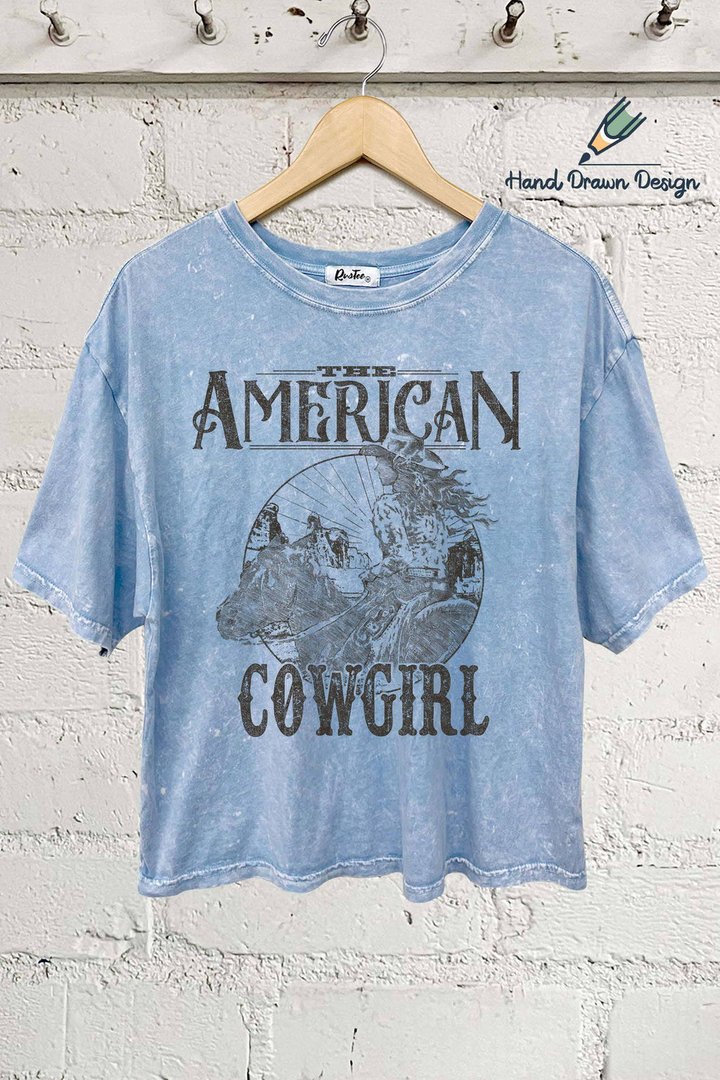 Hand Drawn American Cowboy Women's Screen Printed - Adult & Kids T-Shirts, Sweatshirts & Hoodies apparel design preview 1