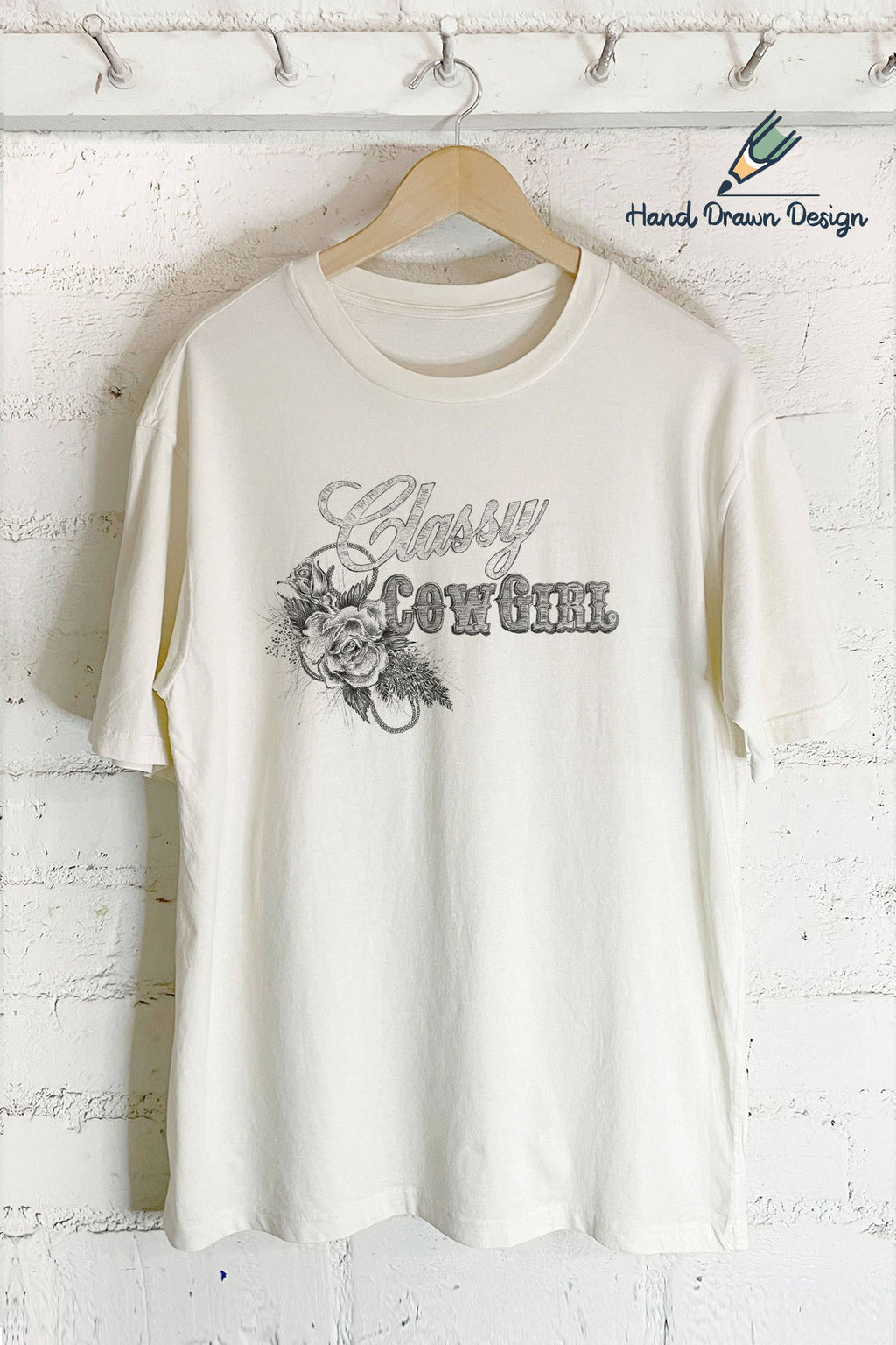 Classy Cowgirl- Hand Drawn Design (Oversized - Adult & Kids T-Shirts, Sweatshirts & Hoodies apparel design preview 1