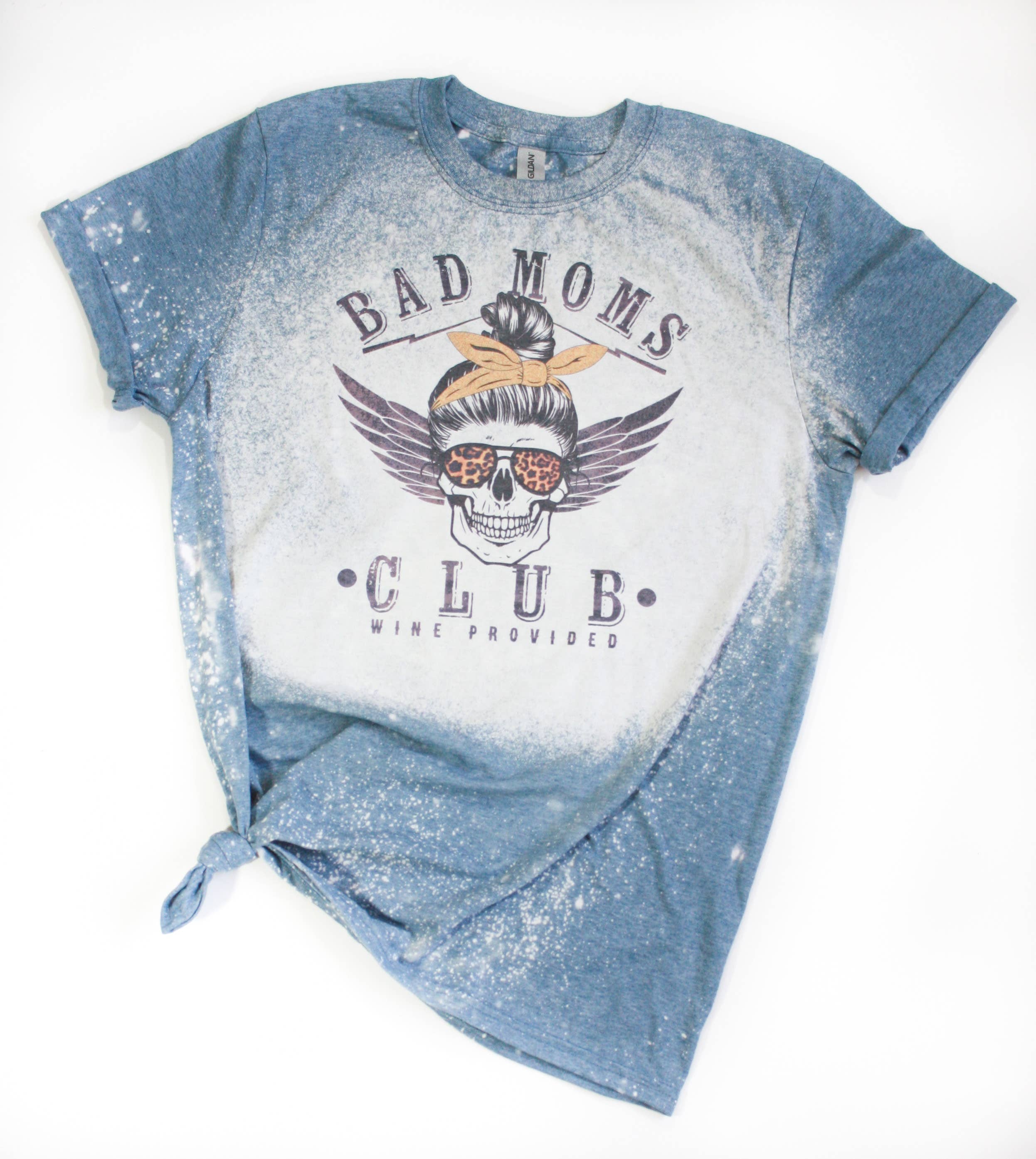 Bad Moms Club Skull Wine Bleached - Adult & Kids T-Shirts, Sweatshirts & Hoodies apparel design preview 1