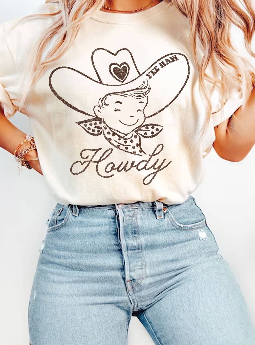 Yeehaw Howdy Cowboy Puff Graphic - Adult & Kids T-Shirts, Sweatshirts & Hoodies apparel design preview 1