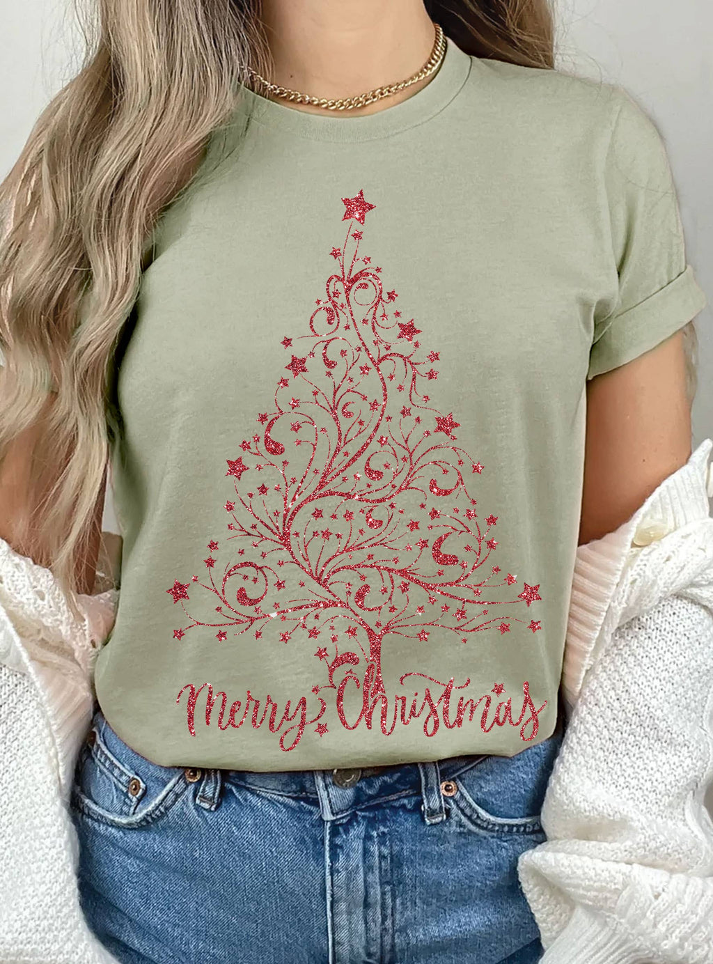 Glitter Christmas Tree Graphic - Adult & Kids T-Shirts, Sweatshirts & Hoodies apparel design preview 1