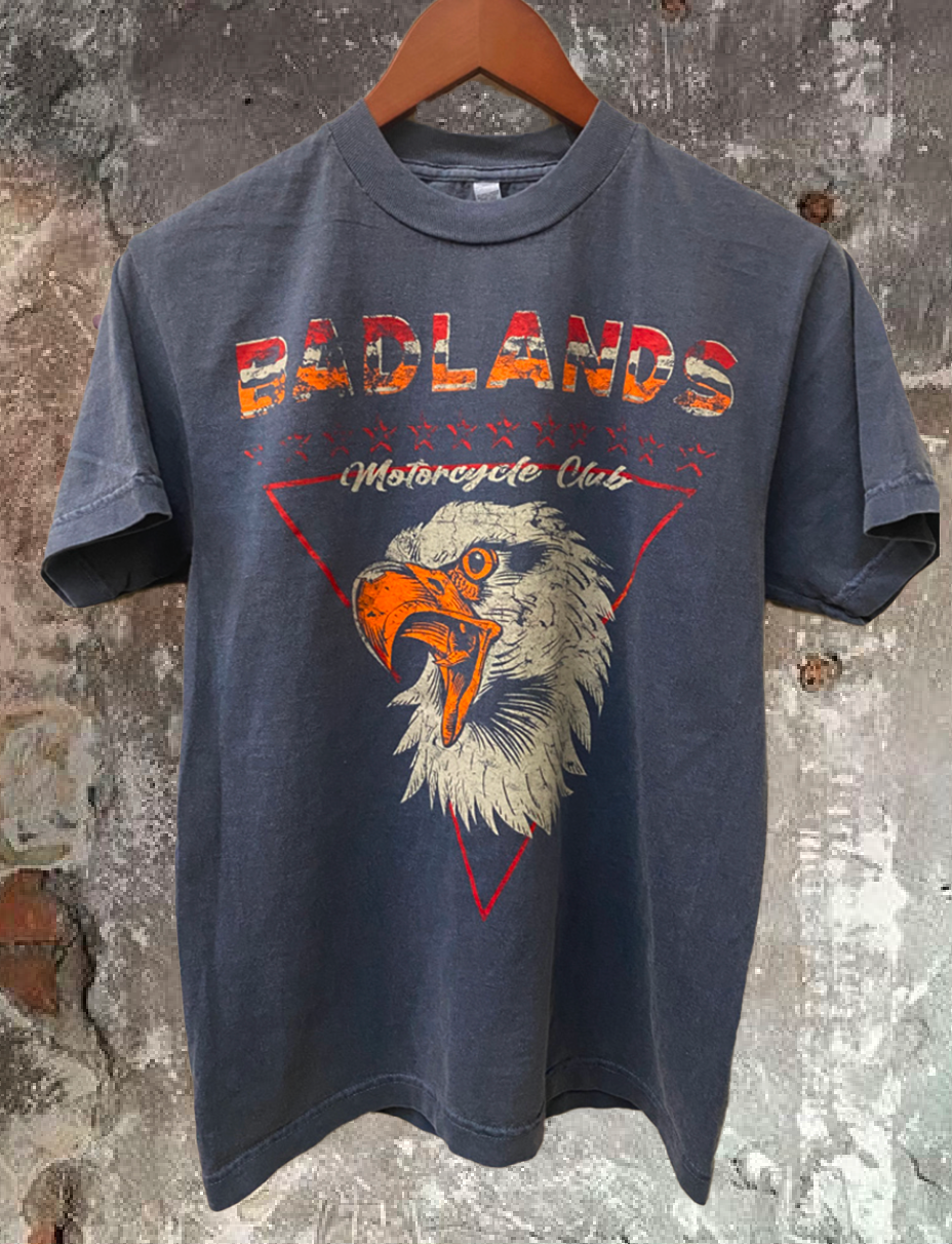 Badlands Moto Club Carded Cotton Garment Dyed Vintage - Adult & Kids T-Shirts, Sweatshirts & Hoodies apparel design preview 1
