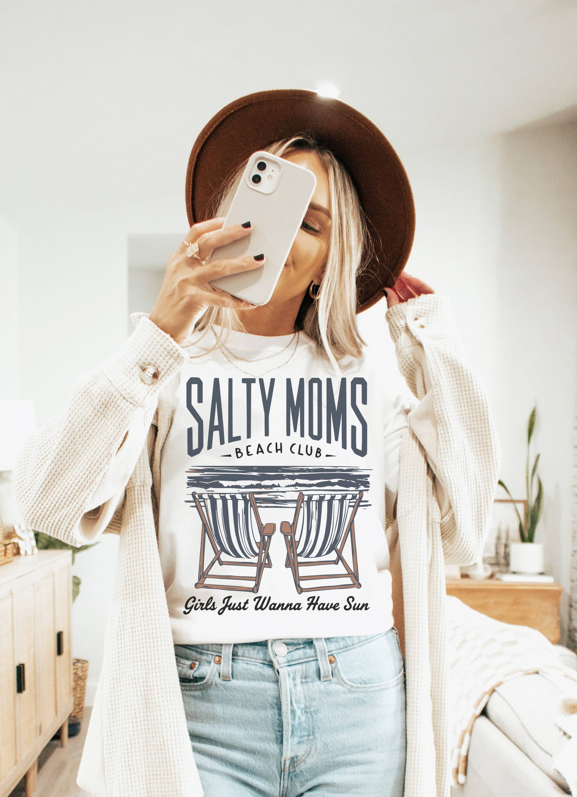 Salty Moms Beach Club Graphic Summer - Adult & Kids T-Shirts, Sweatshirts & Hoodies apparel design preview 1