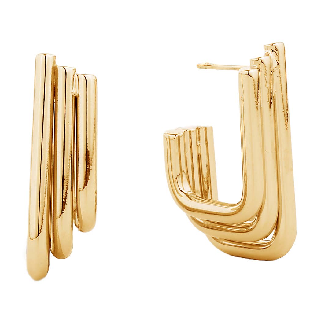 14K Gold-Dipped Triple Line Square Post Earring - Adult & Kids T-Shirts, Sweatshirts & Hoodies apparel design preview 1