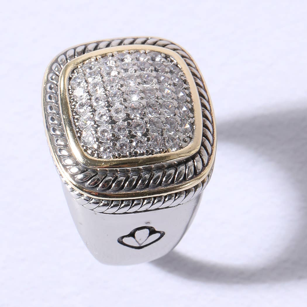 Square Silver Gold Cubic Zirconia Stones Ring - Adult & Kids T-Shirts, Sweatshirts & Hoodies apparel design preview 1