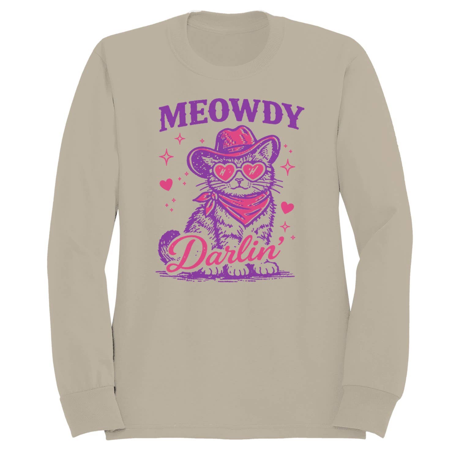 Meowdy Darlin' Cowboy Women's Sand - Adult & Kids T-Shirts, Sweatshirts & Hoodies apparel design preview 1