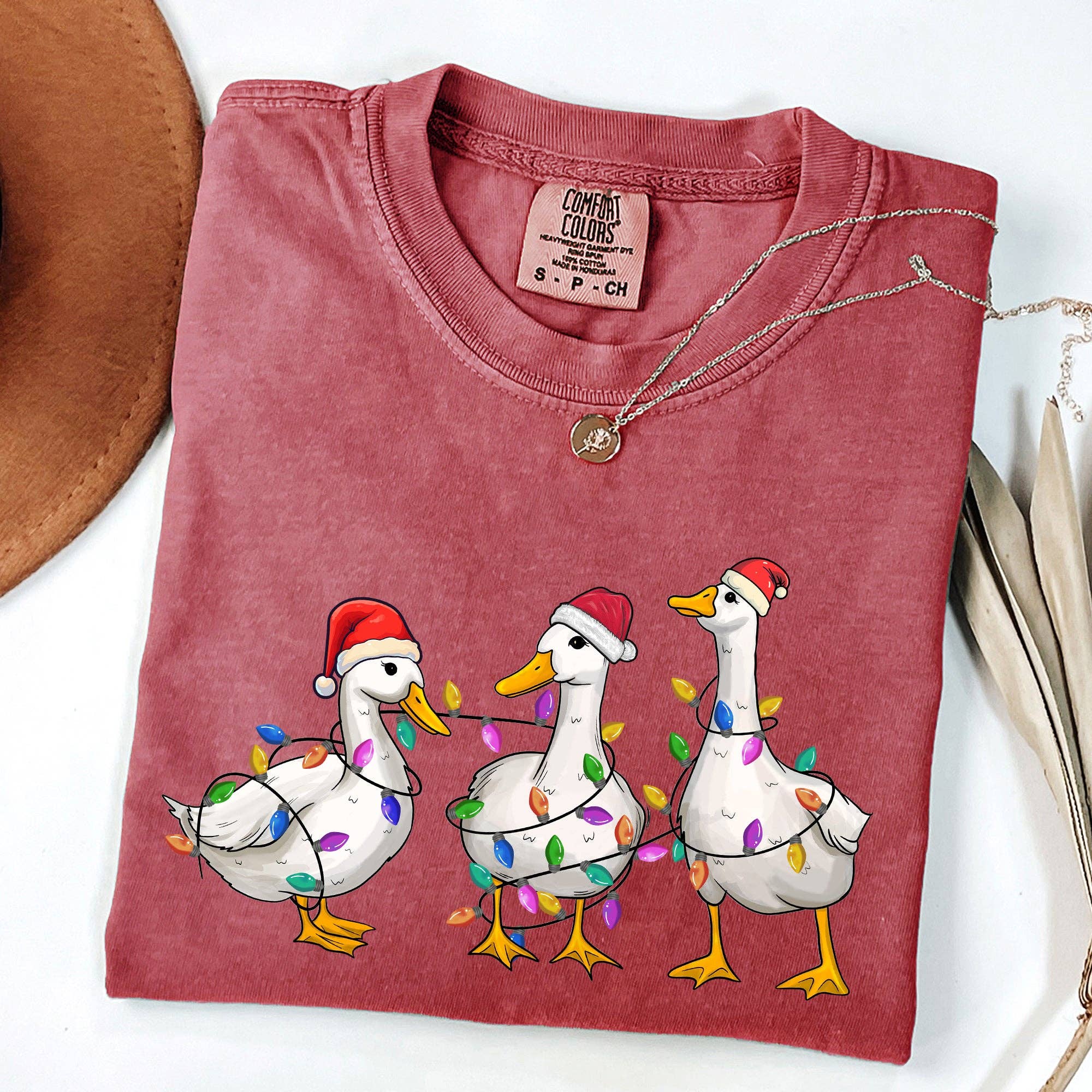 Christmas Ducks, Farm Animals, Santa Winter Snow Xmas - Adult & Kids T-Shirts, Sweatshirts & Hoodies apparel design preview 1