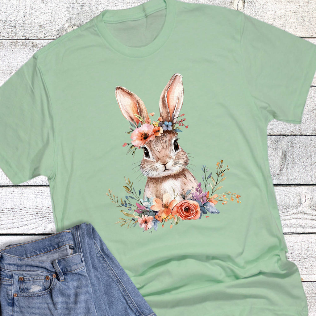 Easter Boho Floral Headband Bunny Graphic - Adult & Kids T-Shirts, Sweatshirts & Hoodies apparel design preview 1
