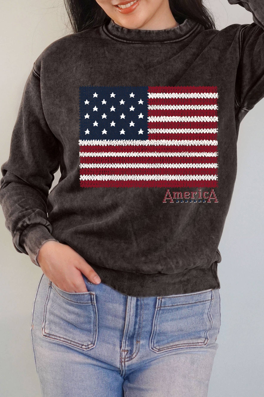 America Knit Flag Graphic Mineral Brushed - Adult & Kids T-Shirts, Sweatshirts & Hoodies apparel design preview 1