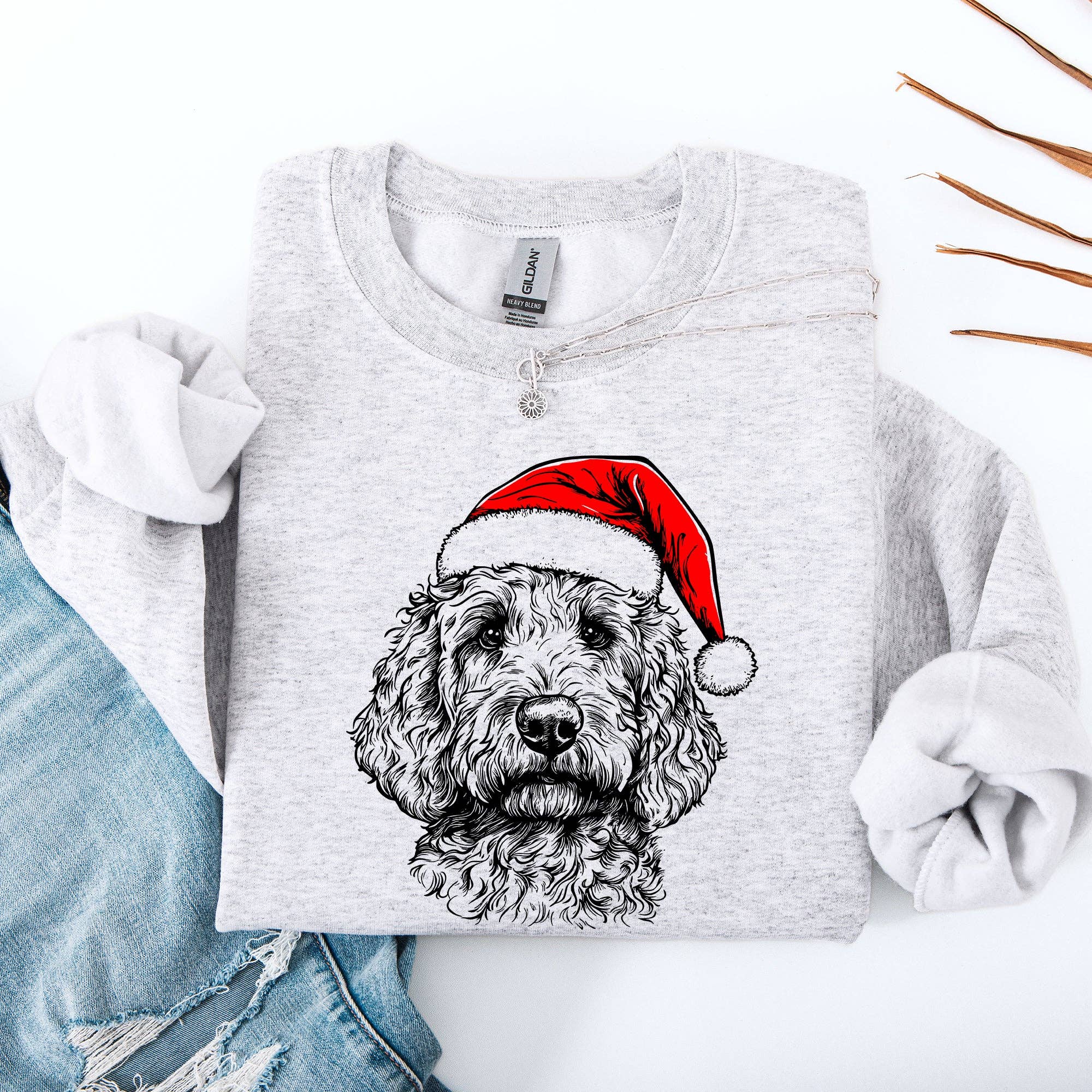 Goldendoodle, Santa, Dog, Christmas Lover Pet - Adult & Kids T-Shirts, Sweatshirts & Hoodies apparel design preview 1