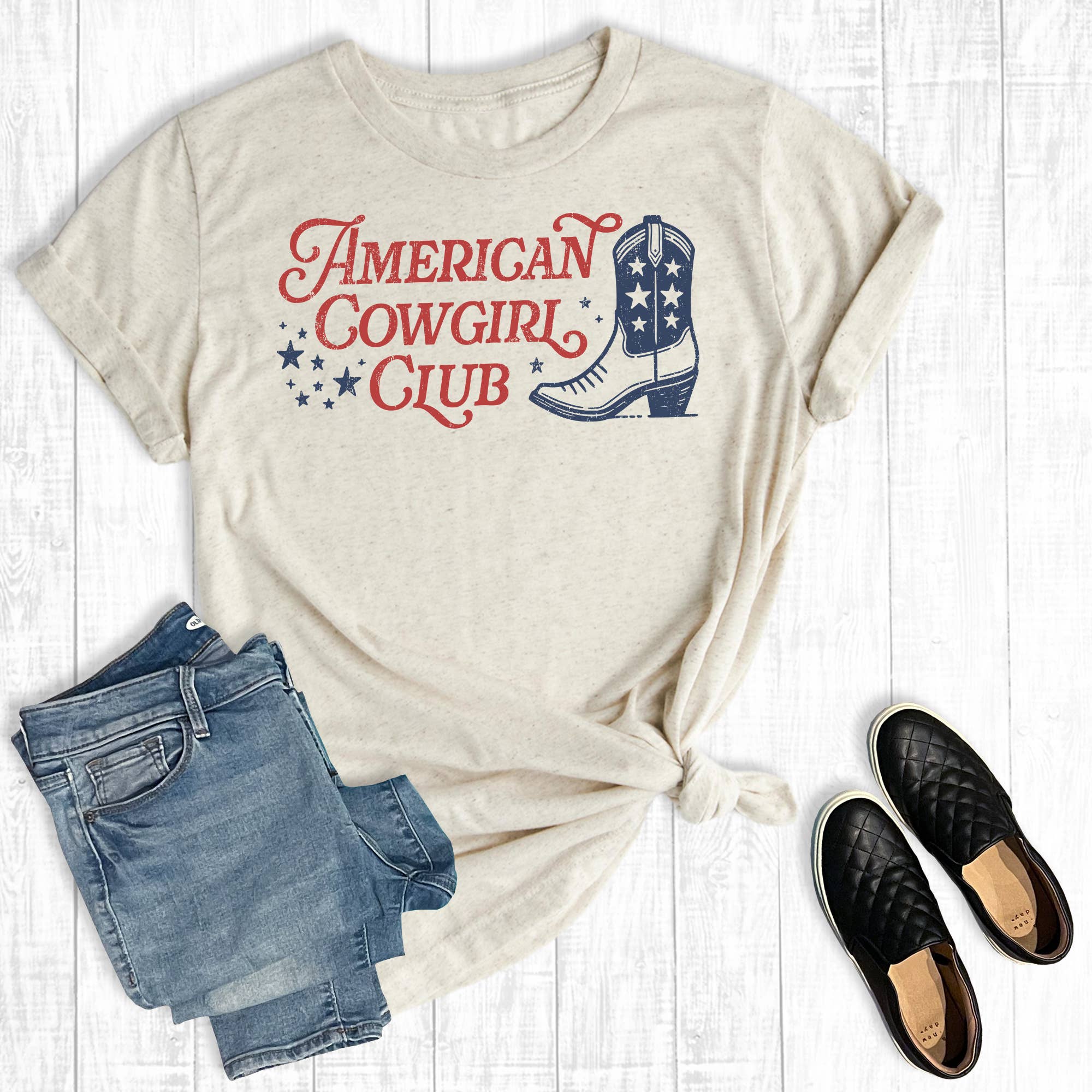 Western Fourth of July American Cowgirl Social Club - Adult & Kids T-Shirts, Sweatshirts & Hoodies apparel design preview 1