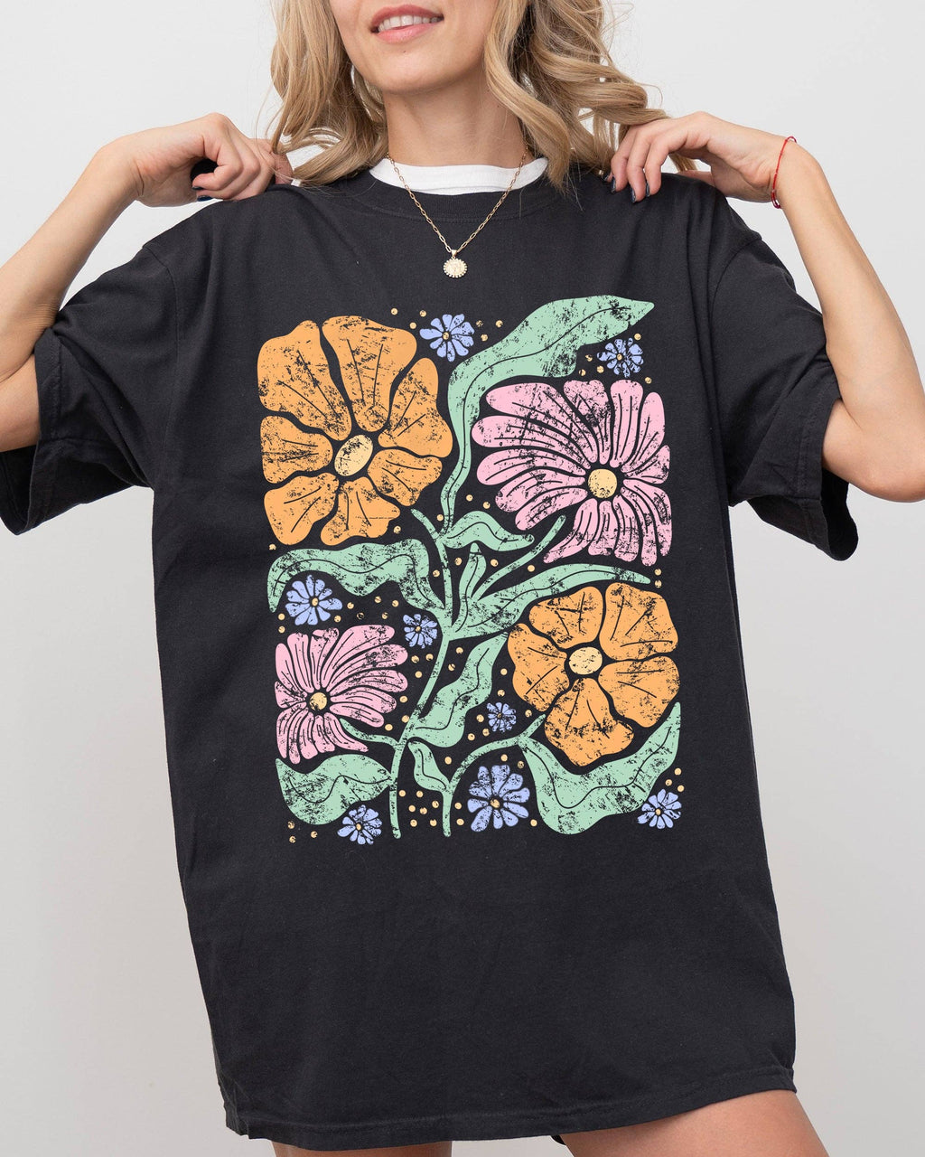 Soft Abstract Flowers, Boho Floral, Summer, Festival - Adult & Kids T-Shirts, Sweatshirts & Hoodies apparel design preview 1