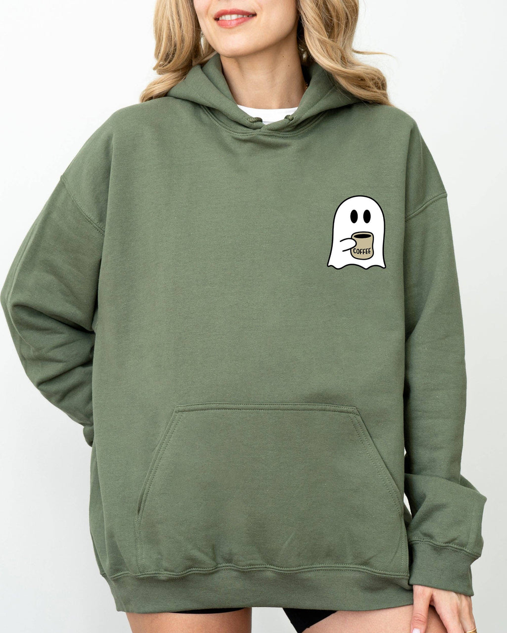 Ghost, Coffee Lover, Pocket, Skeleton, Halloween - Adult & Kids T-Shirts, Sweatshirts & Hoodies apparel design preview 1