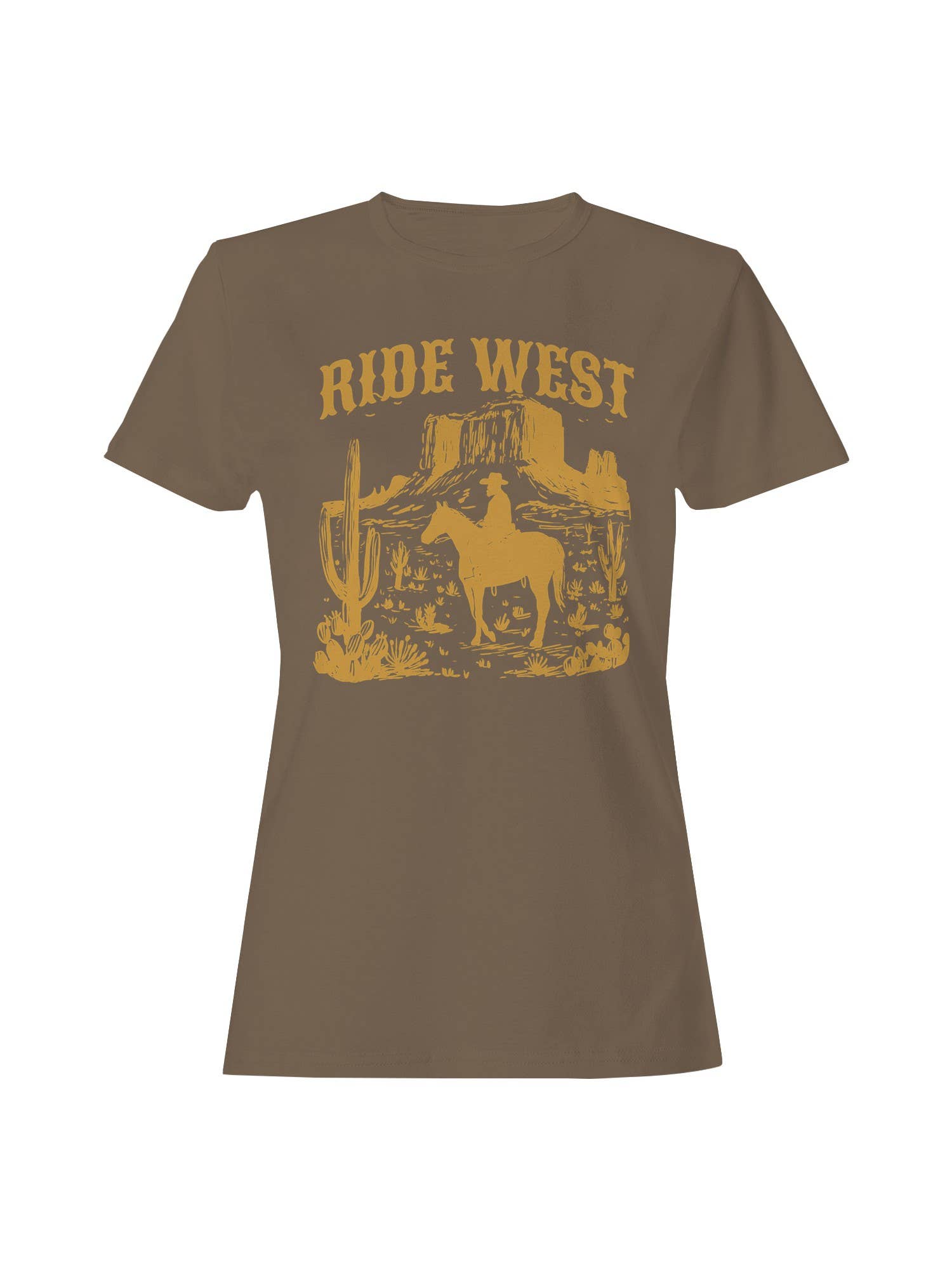Ride West Cowboy Adventure Scene Women's - Adult & Kids T-Shirts, Sweatshirts & Hoodies apparel design preview 1