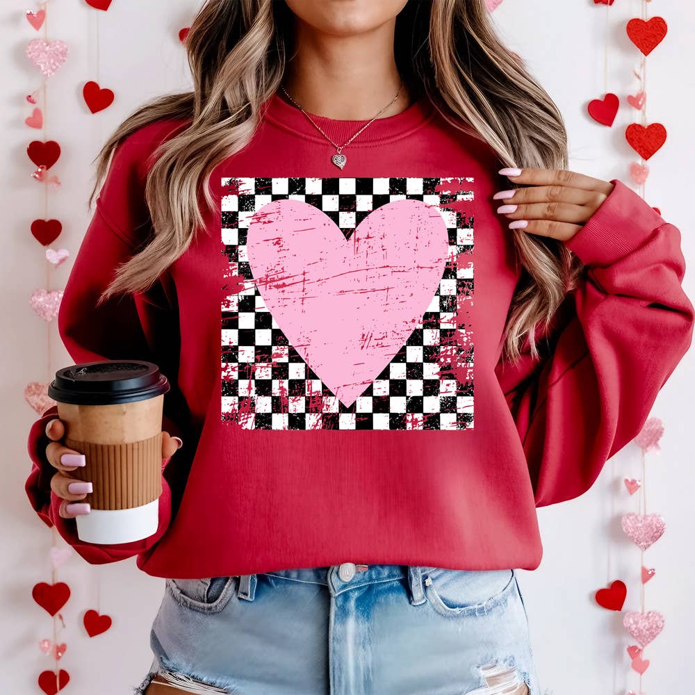 Distressed Checkered Heart - Adult & Kids T-Shirts, Sweatshirts & Hoodies apparel design preview 1