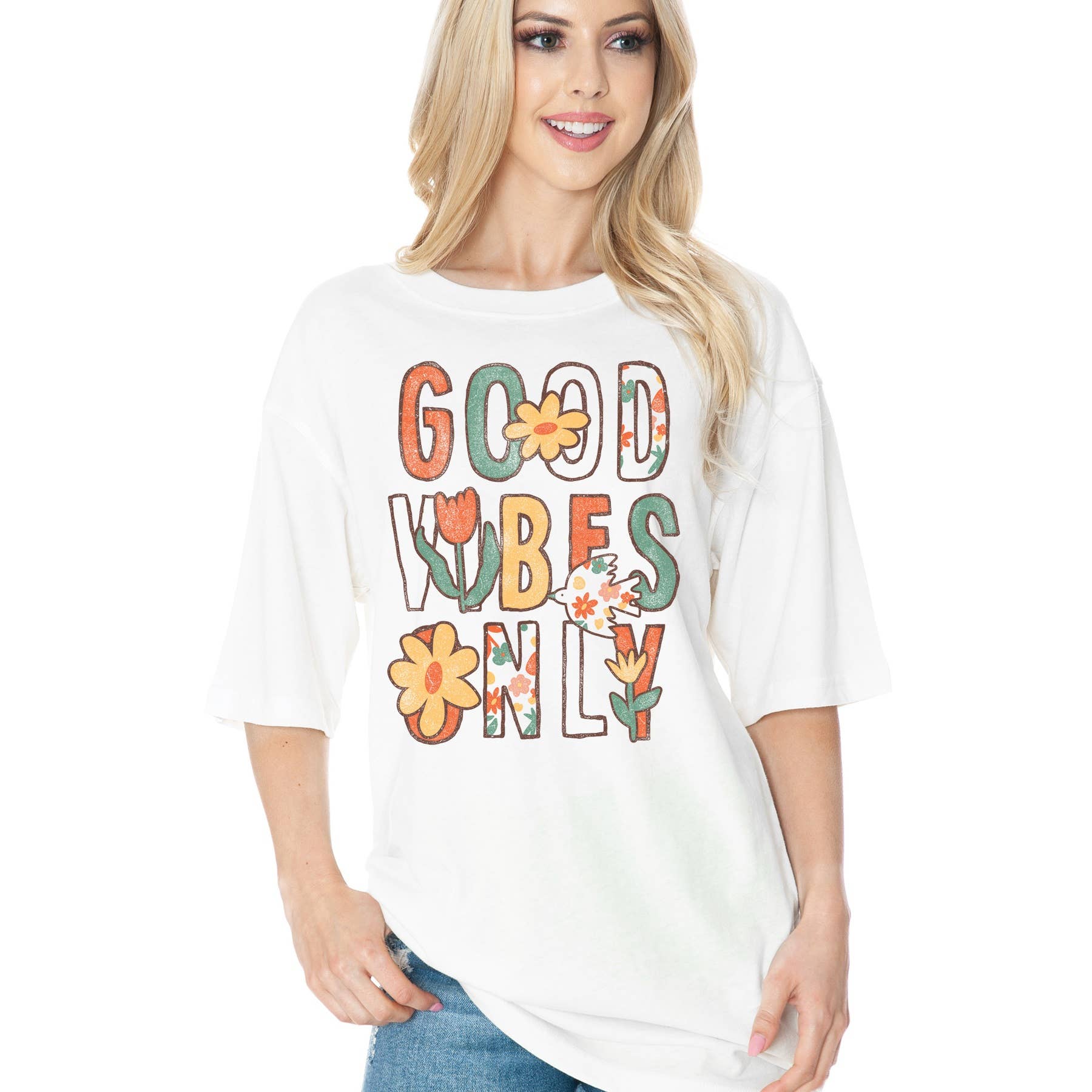 Unisex Oversized Good Vibes Only - Adult & Kids T-Shirts, Sweatshirts & Hoodies apparel design preview 1