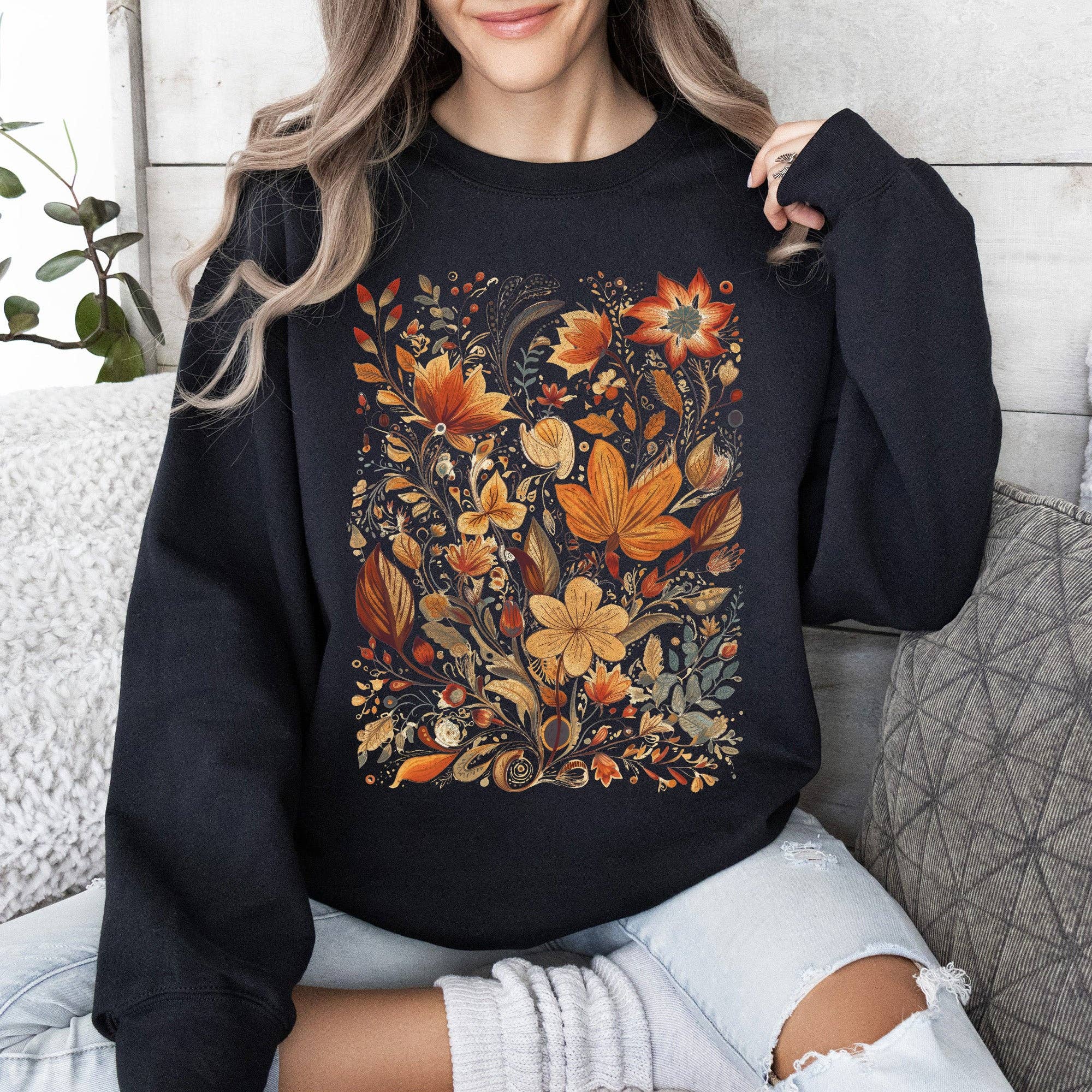 Dried Pressed Leaves and Floral Design, Flowers, - Adult & Kids T-Shirts, Sweatshirts & Hoodies apparel design preview 1