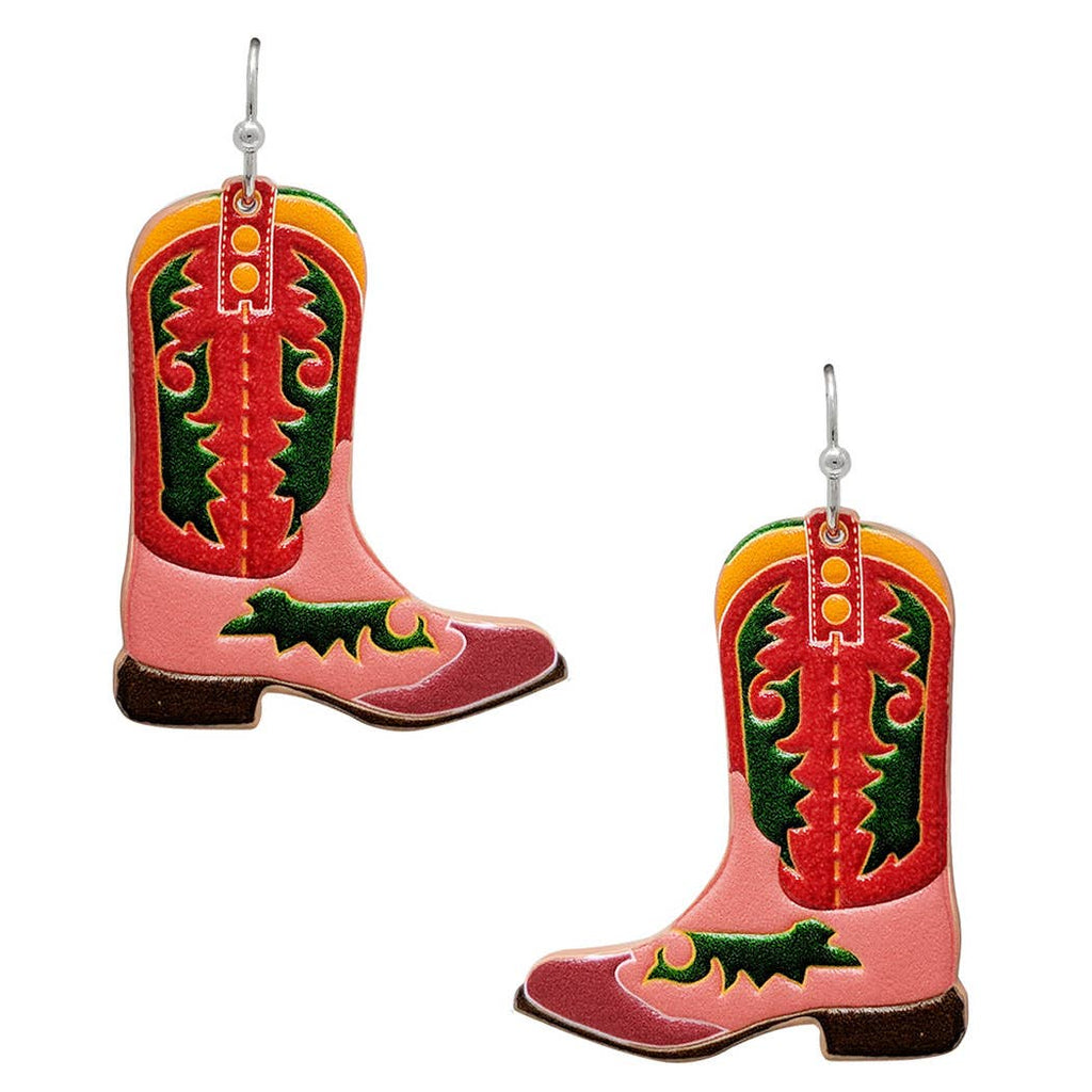 Cowboy Boots Tooled Leather Hook Earrings - Adult & Kids T-Shirts, Sweatshirts & Hoodies apparel design preview 1