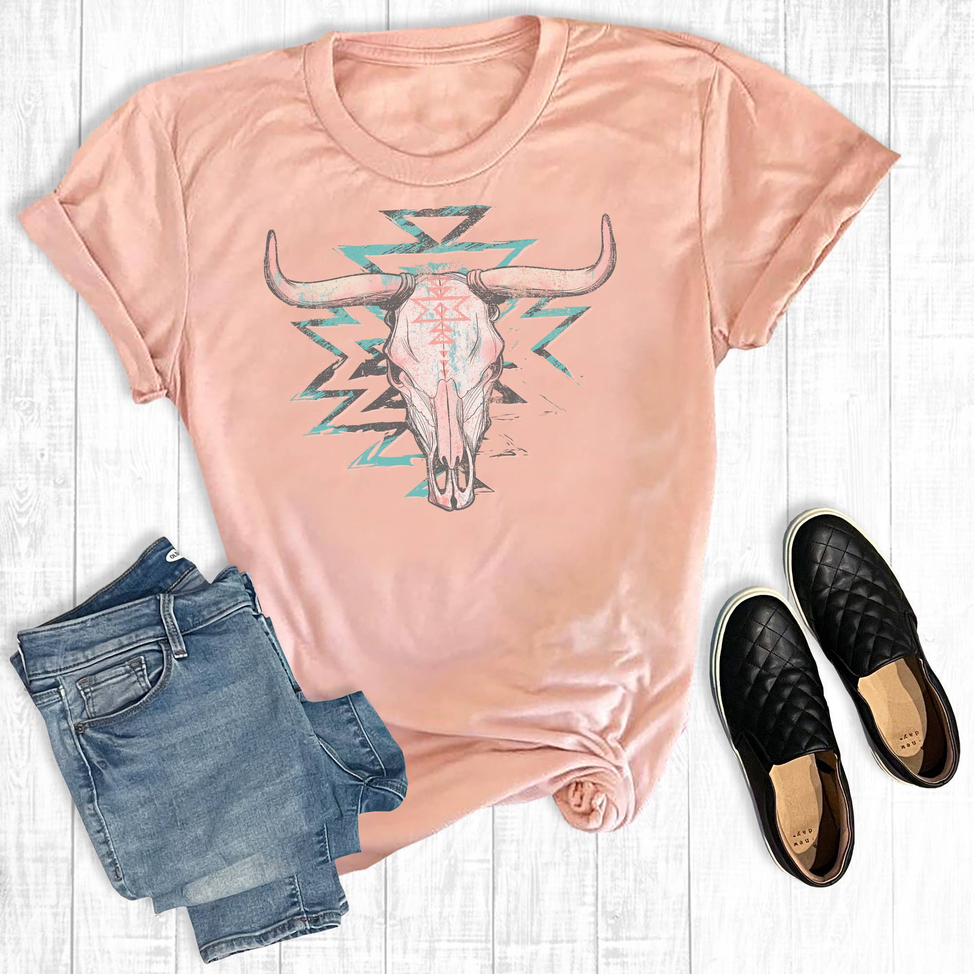 Western Aztec Cowskull - Adult & Kids T-Shirts, Sweatshirts & Hoodies apparel design preview 1