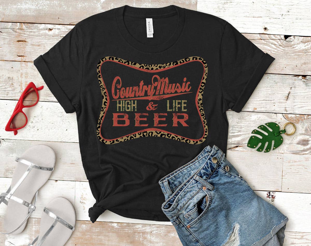 Country Music Leopard Print Western Beer America - Adult & Kids T-Shirts, Sweatshirts & Hoodies apparel design preview 1