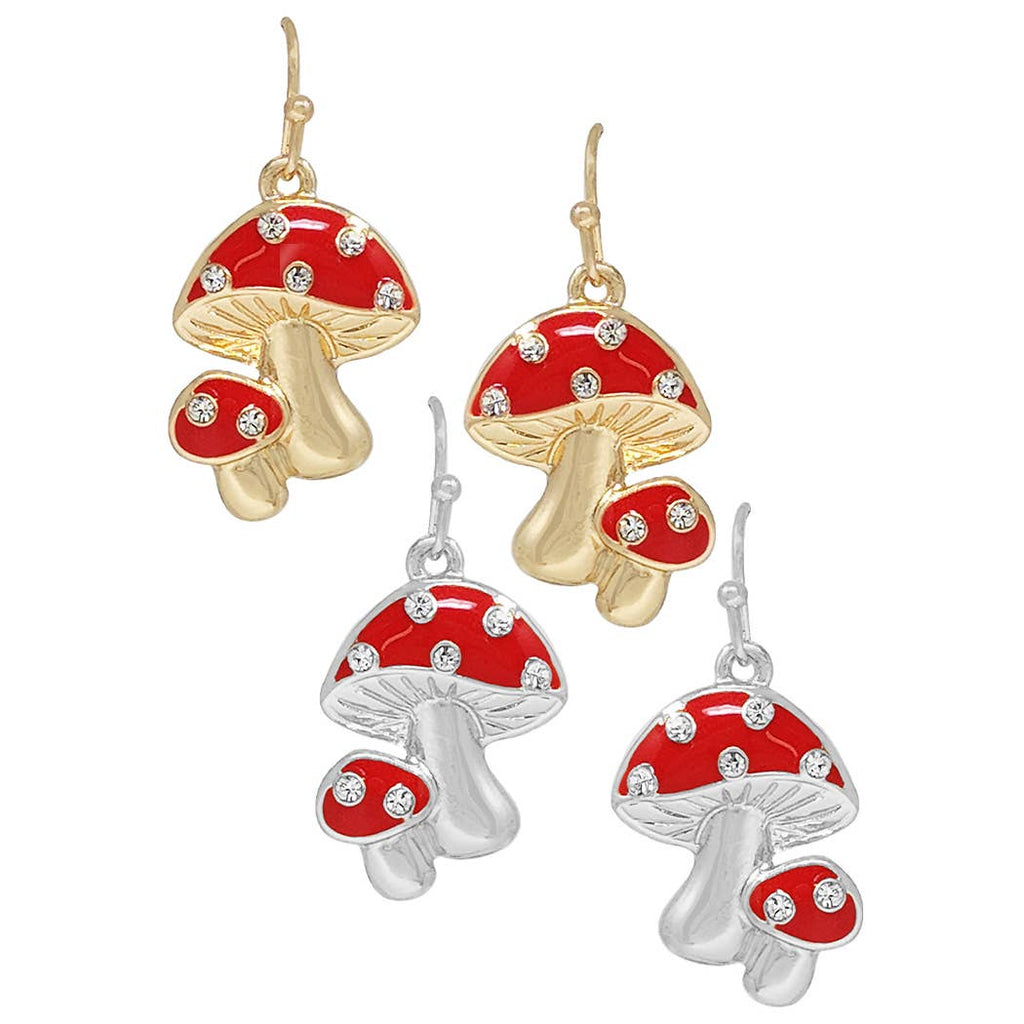 Two Mushrooms Drop Rhinestone Hook Earrings - Adult & Kids T-Shirts, Sweatshirts & Hoodies apparel design preview 1