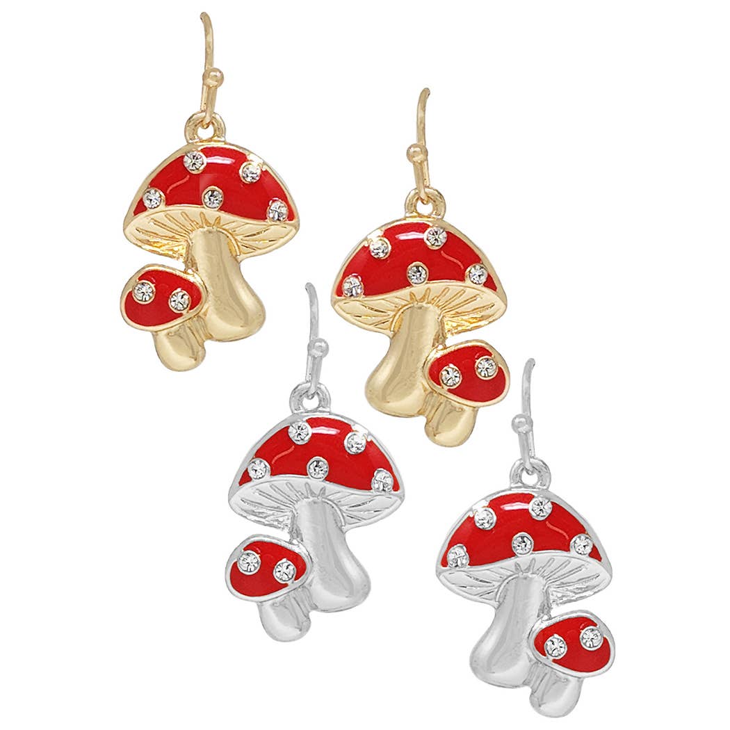 Two Mushrooms Drop Rhinestone Hook Earrings - Adult & Kids T-Shirts, Sweatshirts & Hoodies apparel design preview 1