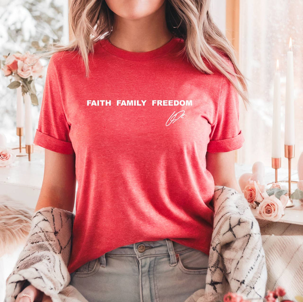 Faith Family Freedom Charlie Kirk, Heather Red - Adult & Kids T-Shirts, Sweatshirts & Hoodies apparel design preview 1