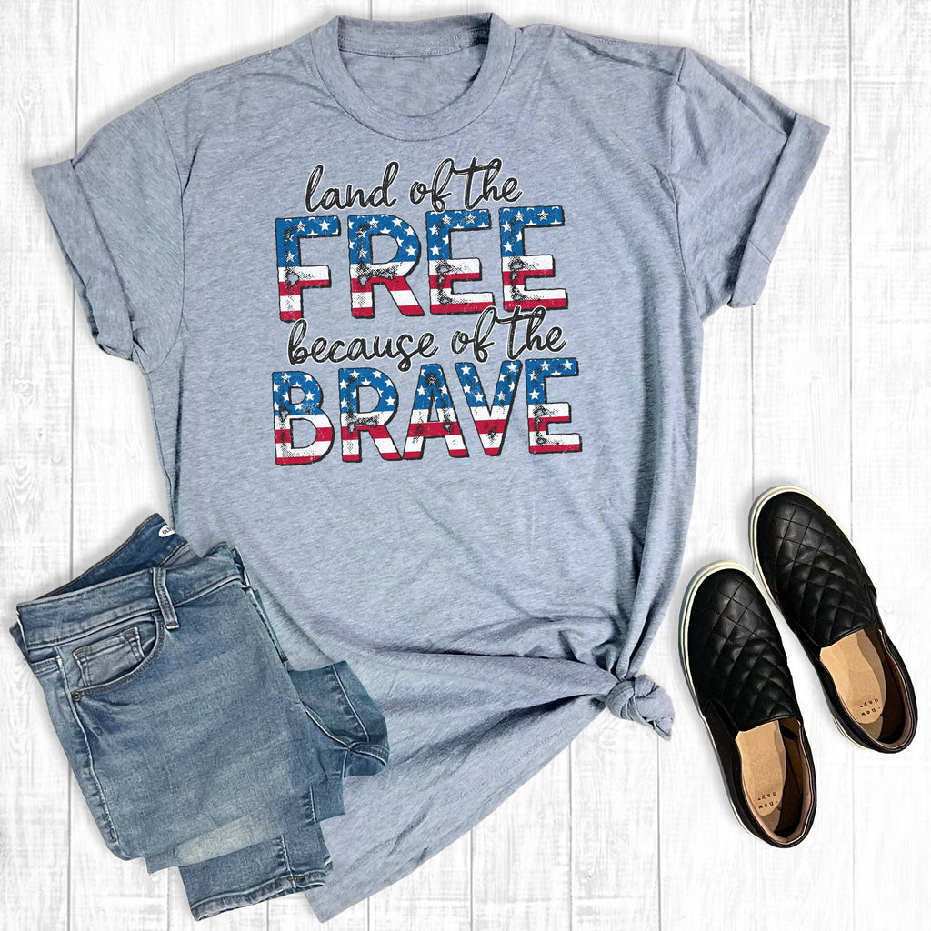Land of the Free Because Brave - Adult & Kids T-Shirts, Sweatshirts & Hoodies apparel design preview 1