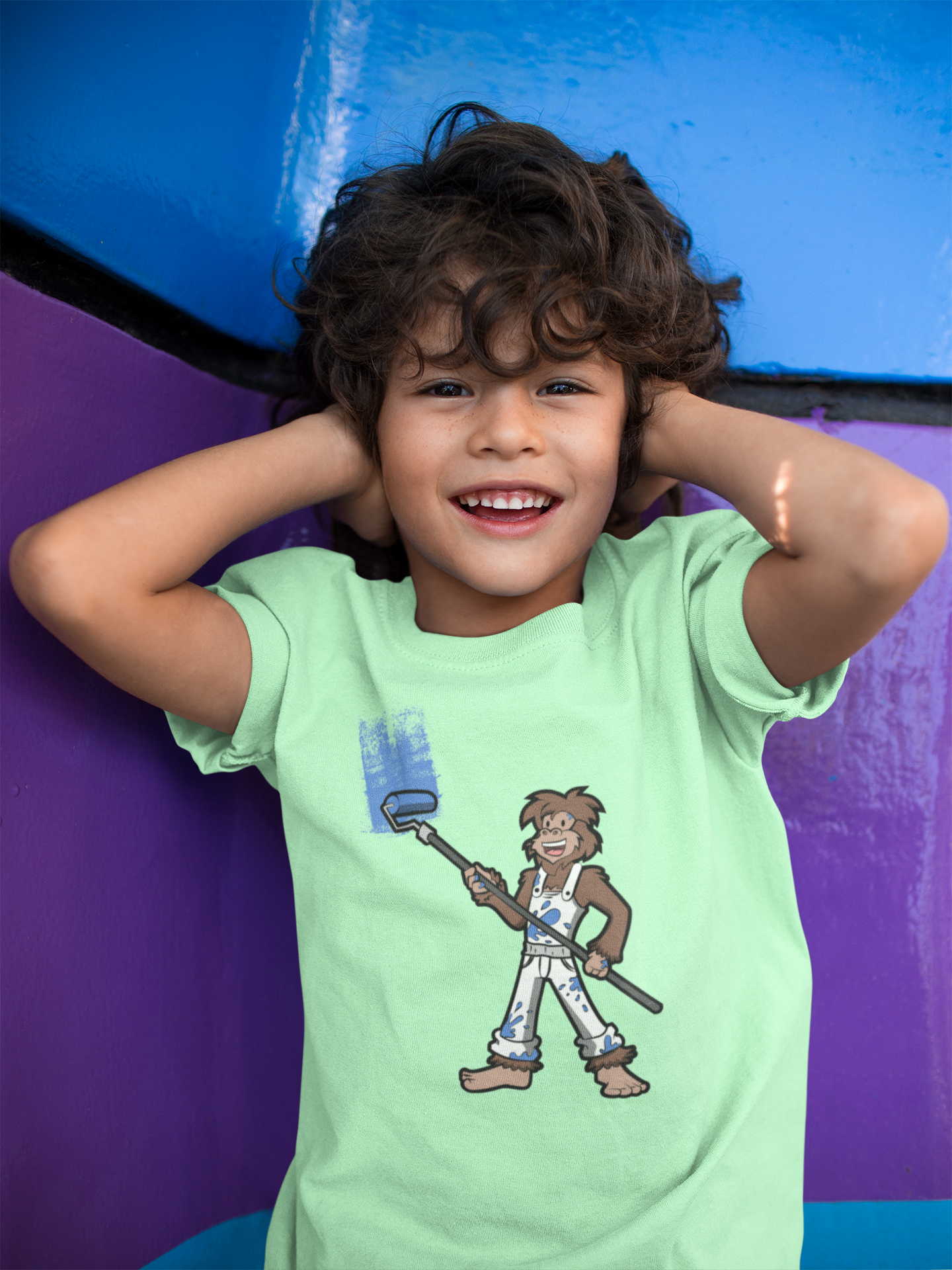 Sammie Squatch "Painter Sasquatch" (Mint Green) - Adult & Kids T-Shirts, Sweatshirts & Hoodies apparel design preview 1