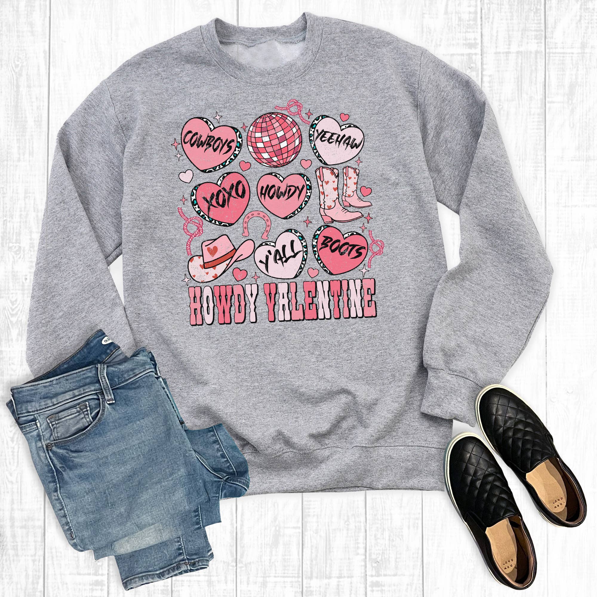 Western Howdy Valentine - Adult & Kids T-Shirts, Sweatshirts & Hoodies apparel design preview 1