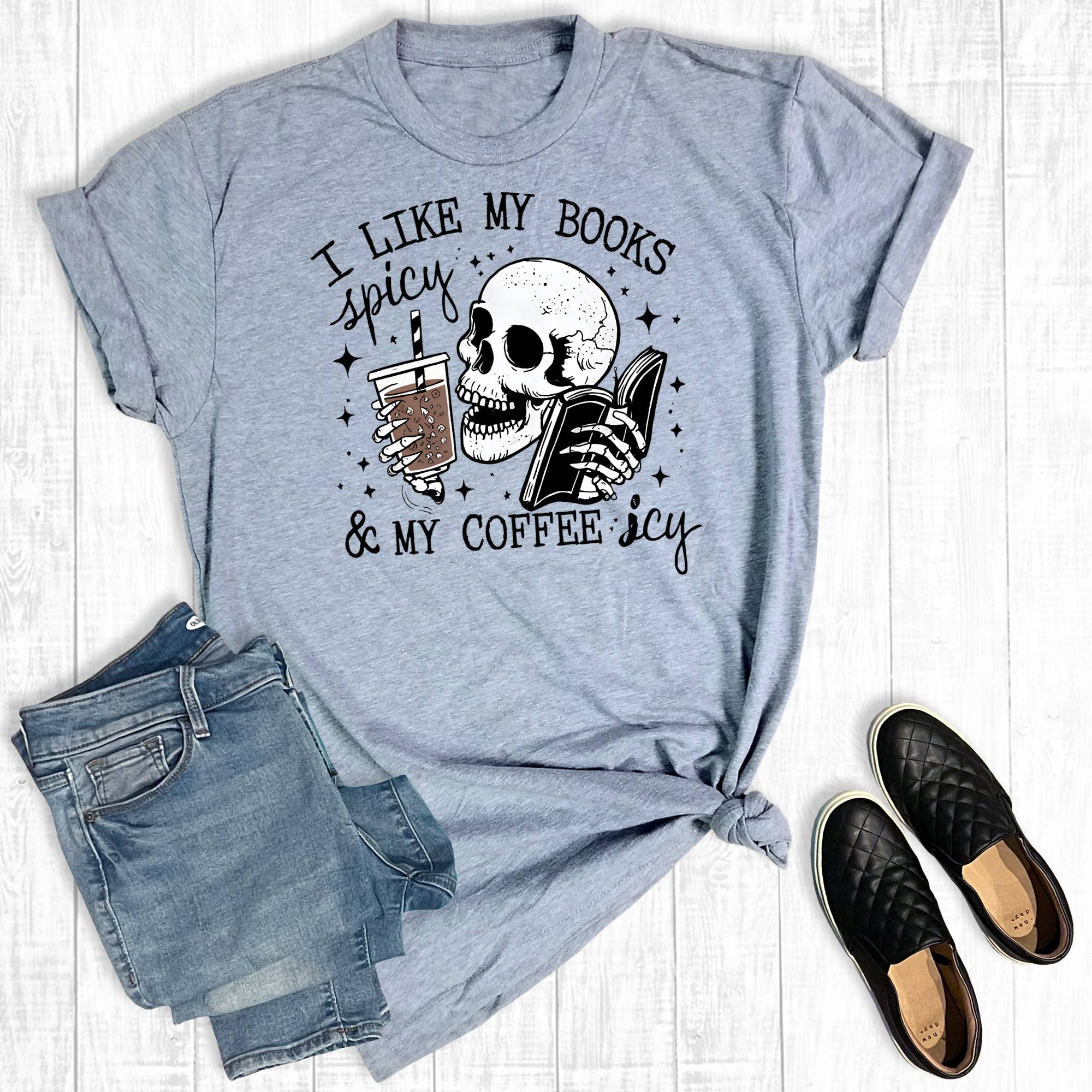 Funny I Like My Books Spicy Coffee Icy Graphic - Adult & Kids T-Shirts, Sweatshirts & Hoodies apparel design preview 1