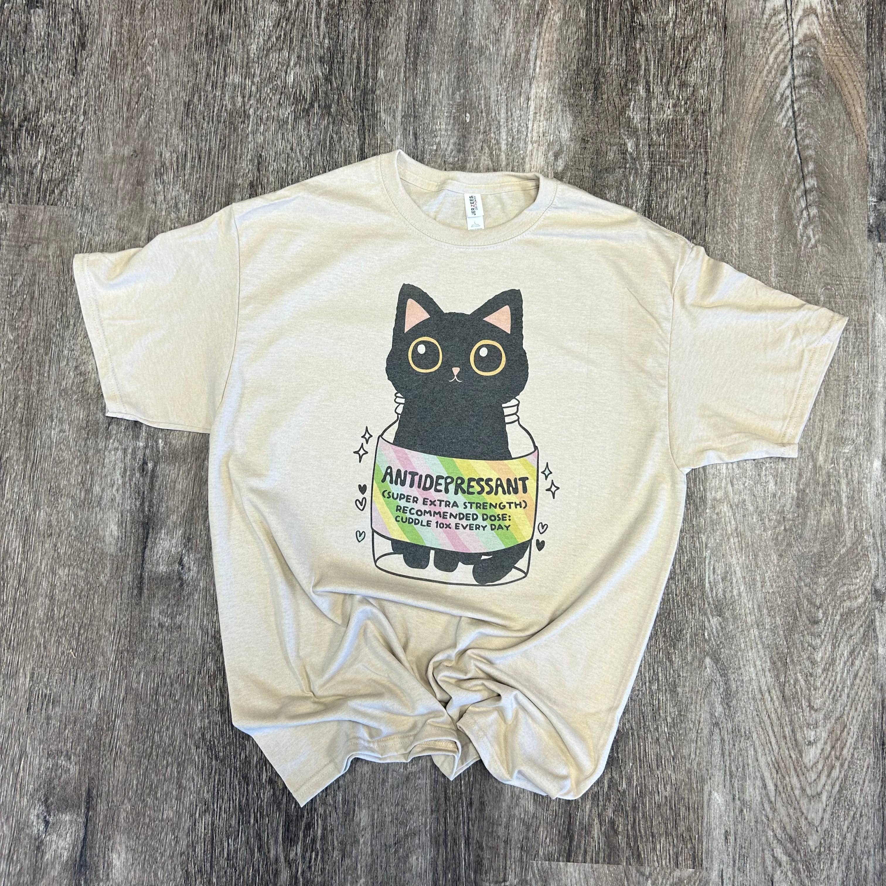 Antidepressant Cat On Sand - Adult & Kids T-Shirts, Sweatshirts & Hoodies apparel design preview 1