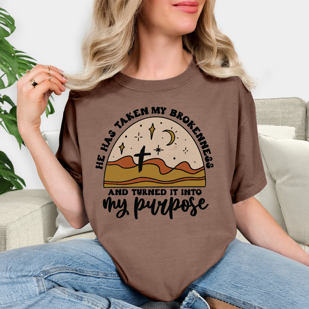 He Has Taken My Brokenness Comfort Colors Espresso - Adult & Kids T-Shirts, Sweatshirts & Hoodies apparel design preview 1