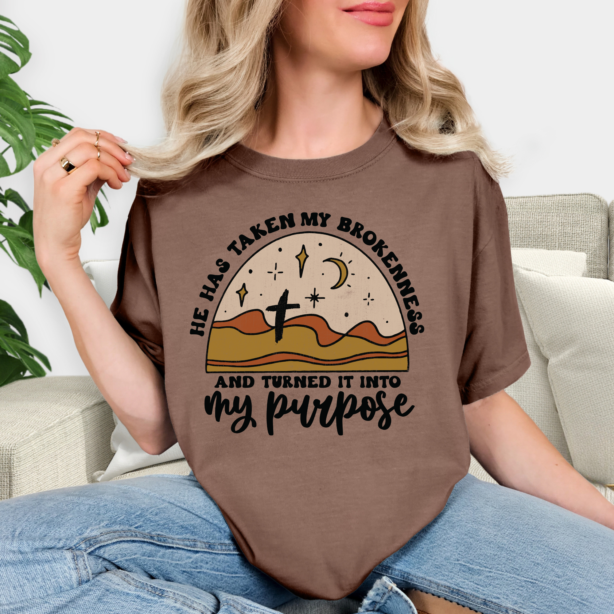He Has Taken My Brokenness Comfort Colors Espresso - Adult & Kids T-Shirts, Sweatshirts & Hoodies apparel design preview 1