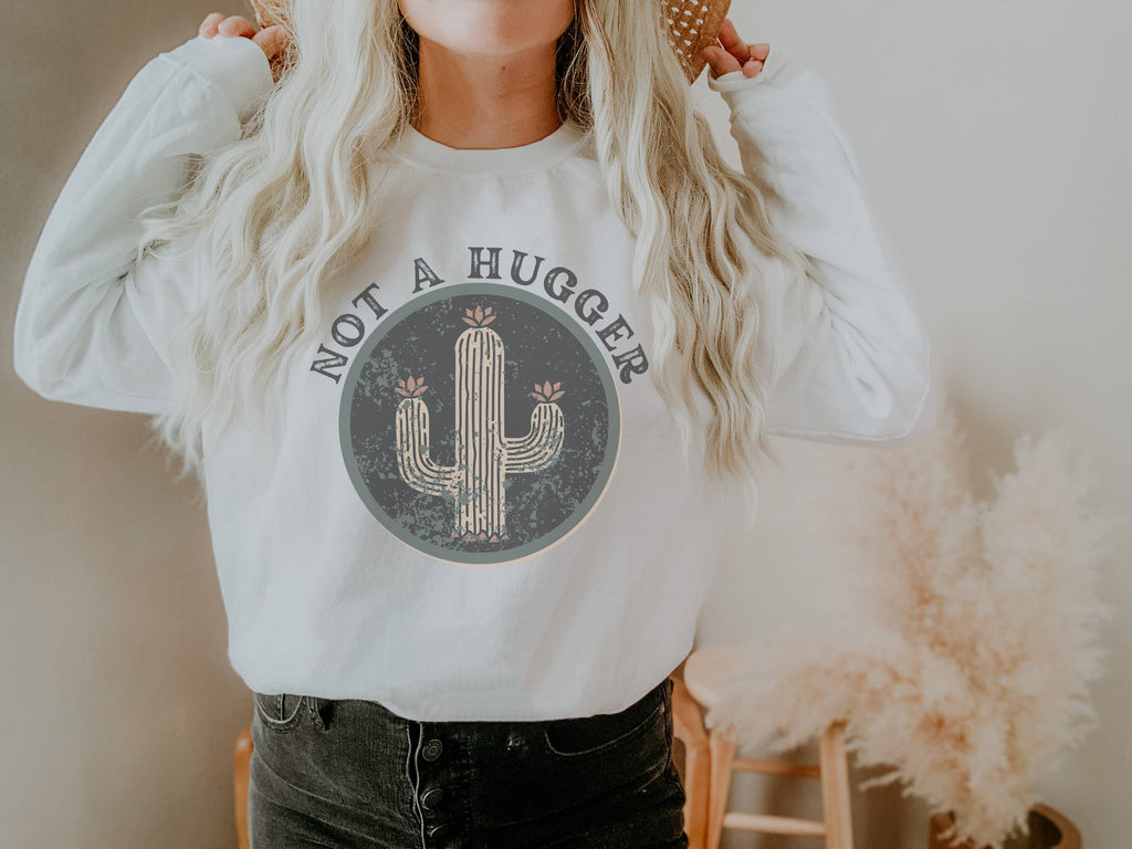 Not A Hugger Cactus Crew Neck - Adult & Kids T-Shirts, Sweatshirts & Hoodies apparel design preview 1
