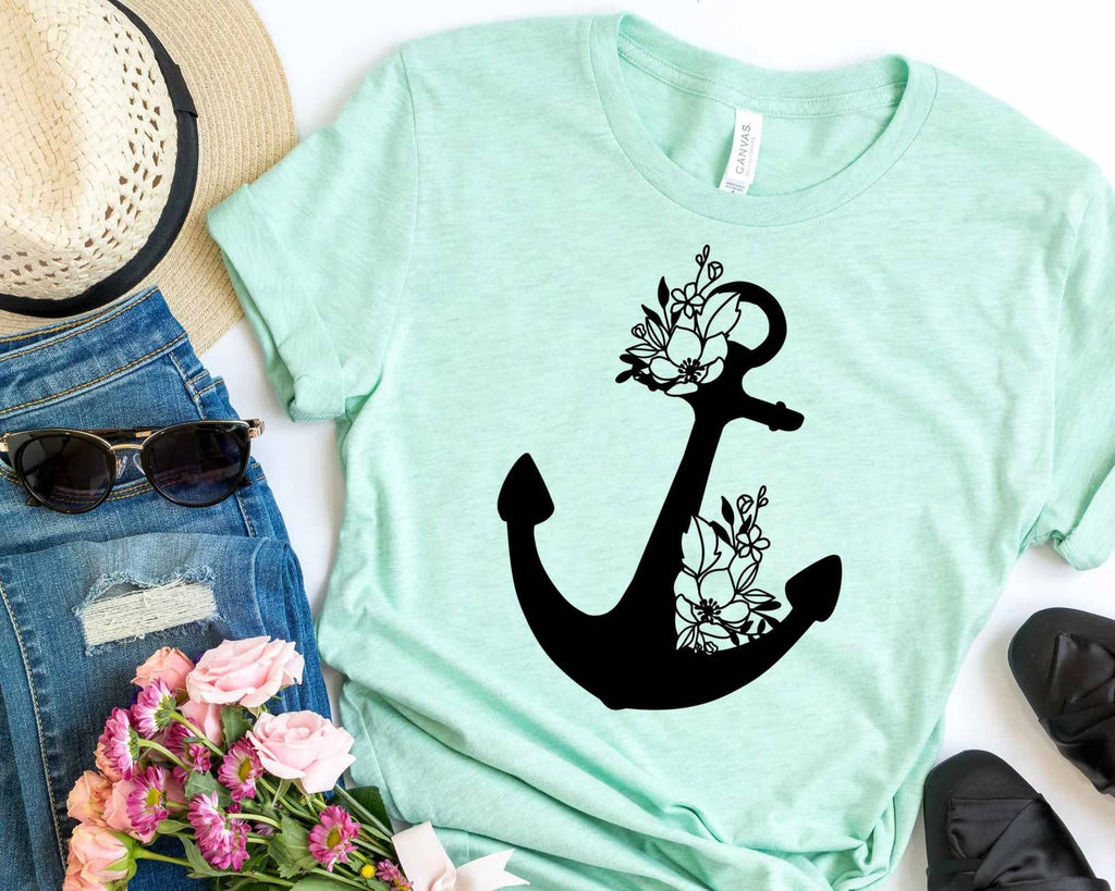Floral Anchor - Adult & Kids T-Shirts, Sweatshirts & Hoodies apparel design preview 1