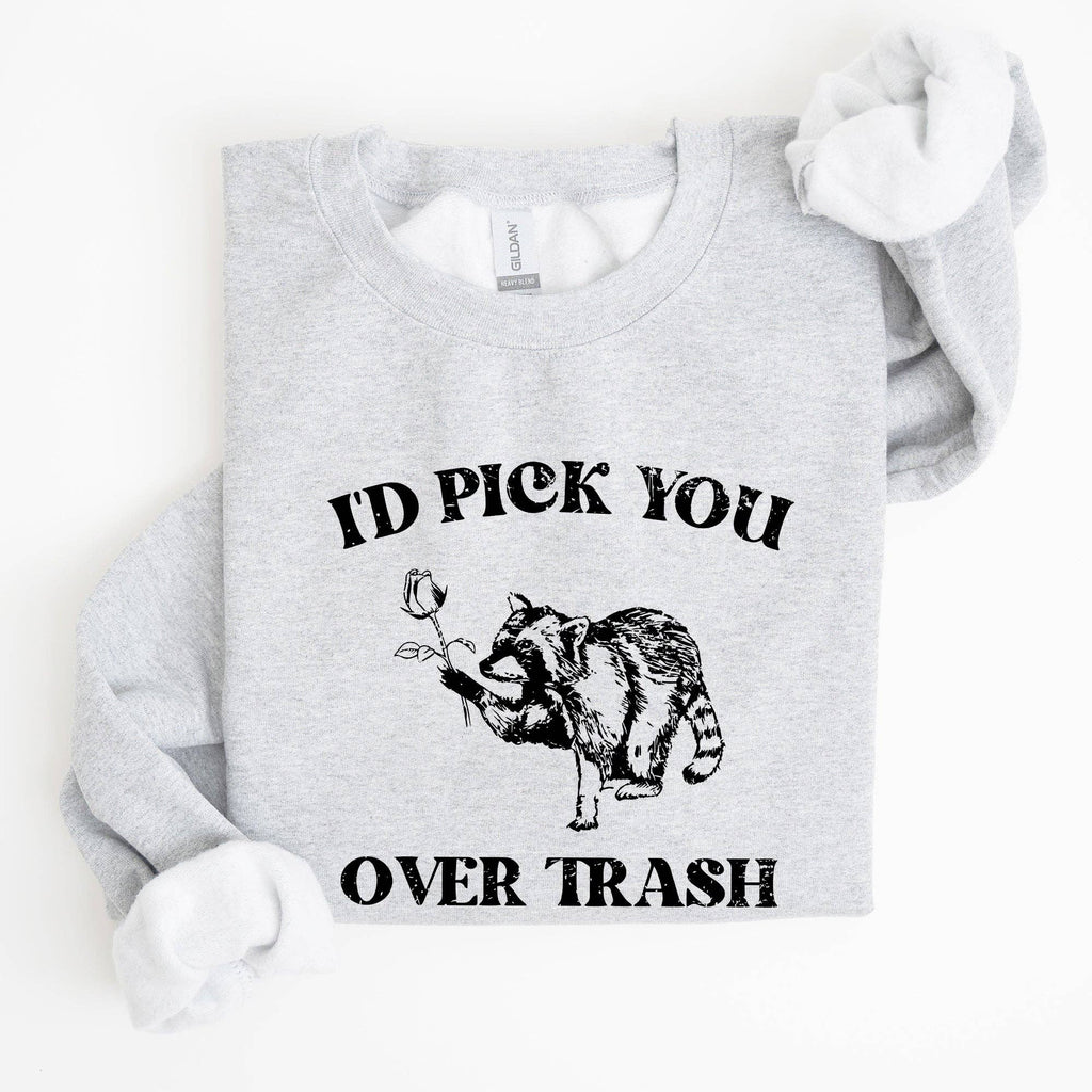 I'd Pick You Over Trash, Raccoon, Funny Aesthetic - Adult & Kids T-Shirts, Sweatshirts & Hoodies apparel design preview 1