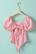 Open Back Bow Tie Puff Sleeve Textured Bodysuit - Adult & Kids T-Shirts, Sweatshirts & Hoodies apparel design preview 1