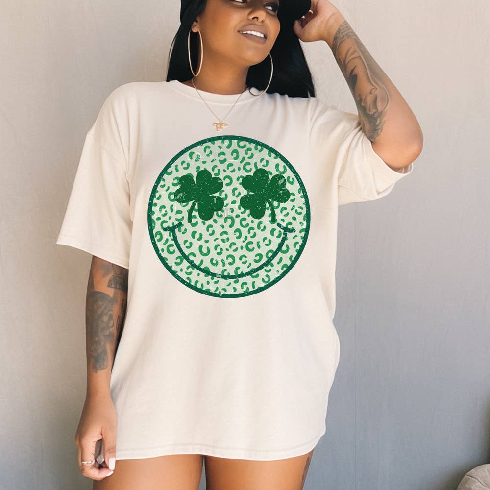 Green Leopard Happy Face - Adult & Kids T-Shirts, Sweatshirts & Hoodies apparel design preview 1