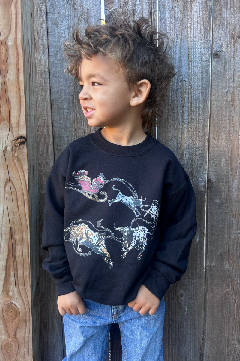 Mini Santa'S Cattle Drive - Adult & Kids T-Shirts, Sweatshirts & Hoodies apparel design preview 1