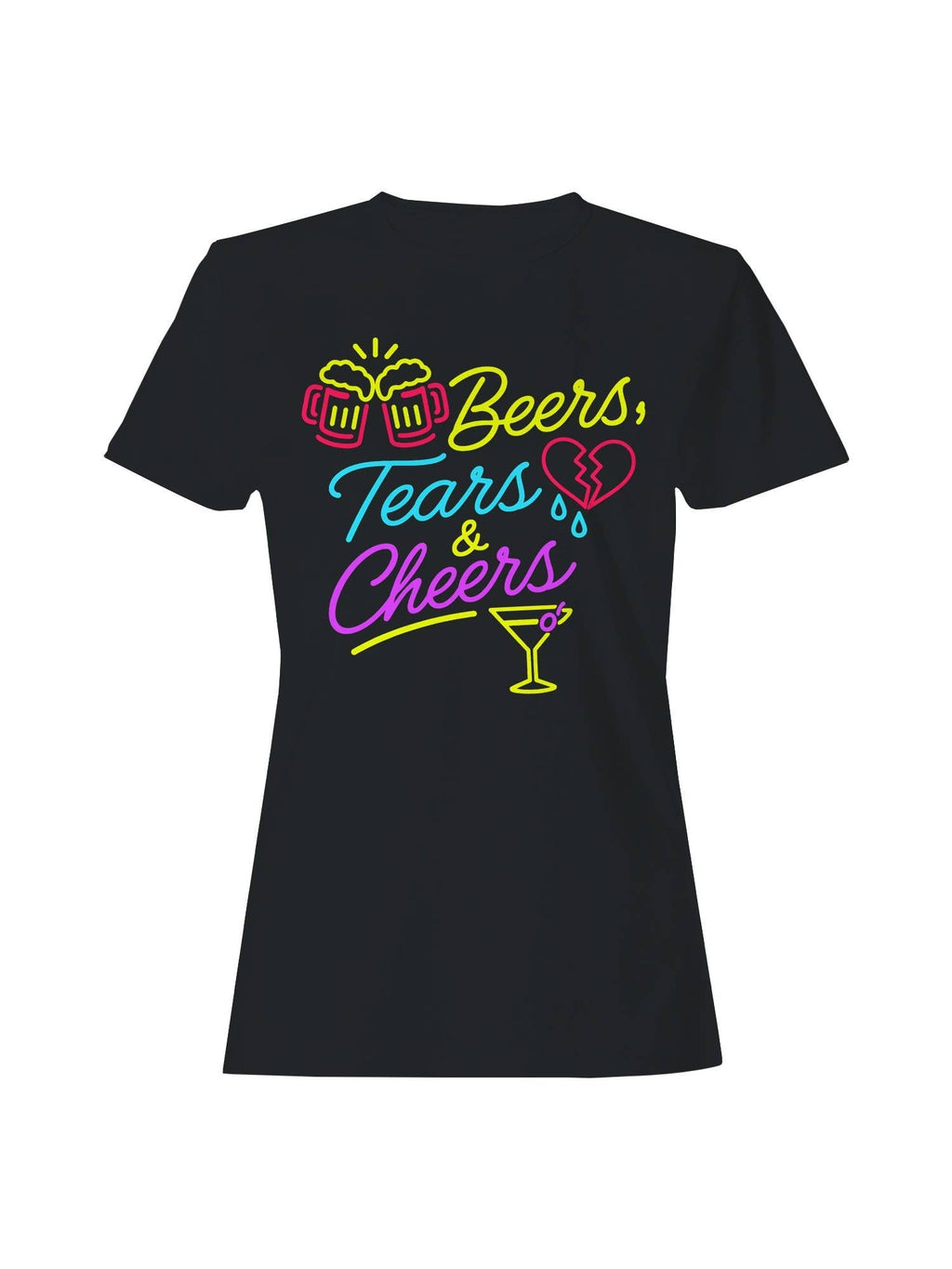 Beers, Tears Cheers Neon Art Women's - Adult & Kids T-Shirts, Sweatshirts & Hoodies apparel design preview 1