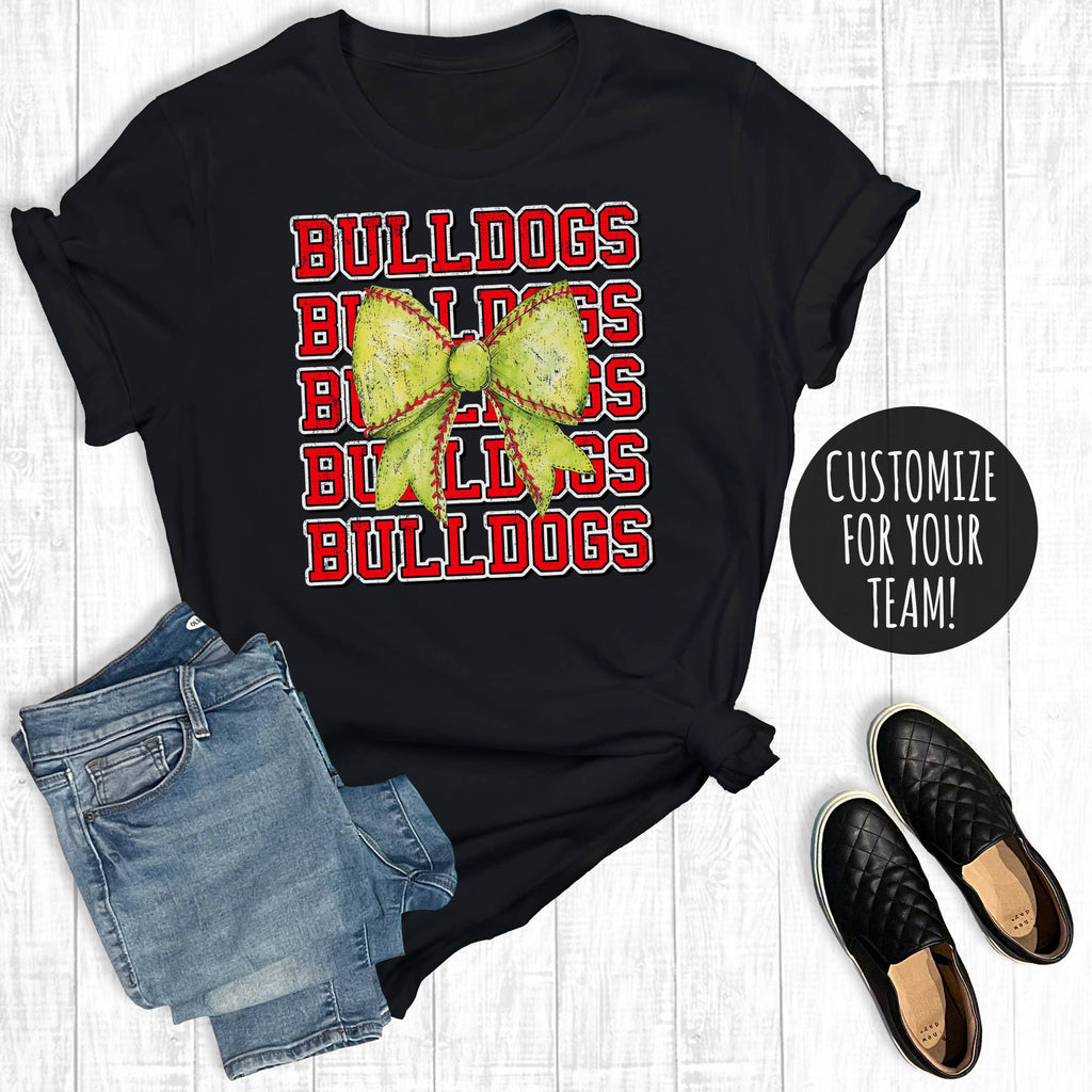 Custom Coquette Softball Bow Graphic - Adult & Kids T-Shirts, Sweatshirts & Hoodies apparel design preview 1