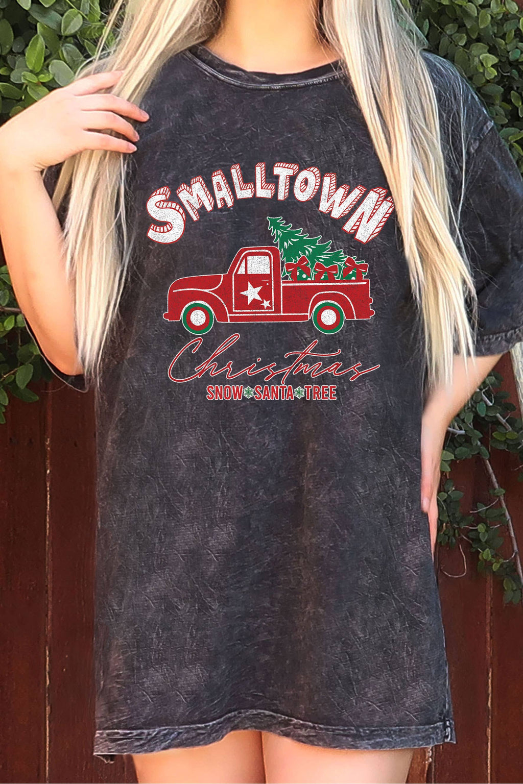 Small Town Christmas Oversize Mineral Graphic - Adult & Kids T-Shirts, Sweatshirts & Hoodies apparel design preview 1