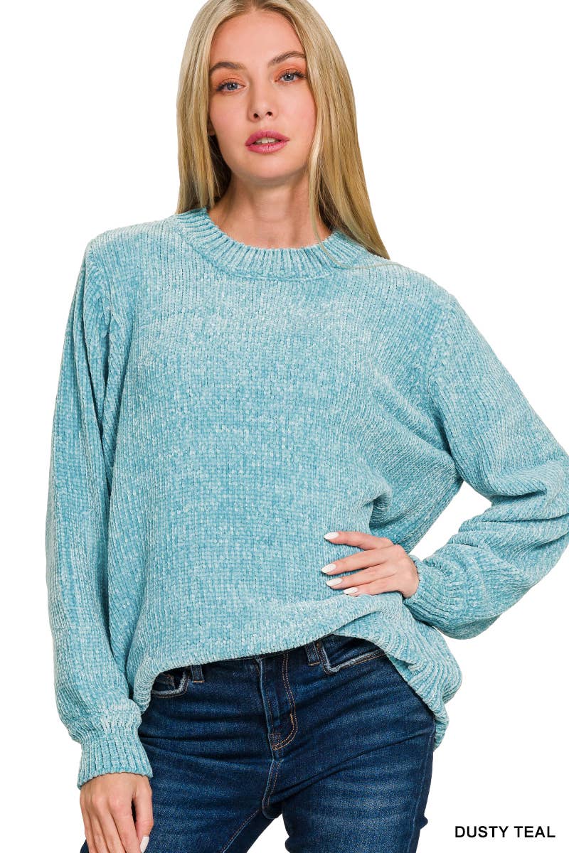 0809 Round Neck Balloon Sleeve Chenille Sweater - Adult & Kids T-Shirts, Sweatshirts & Hoodies apparel design preview 1