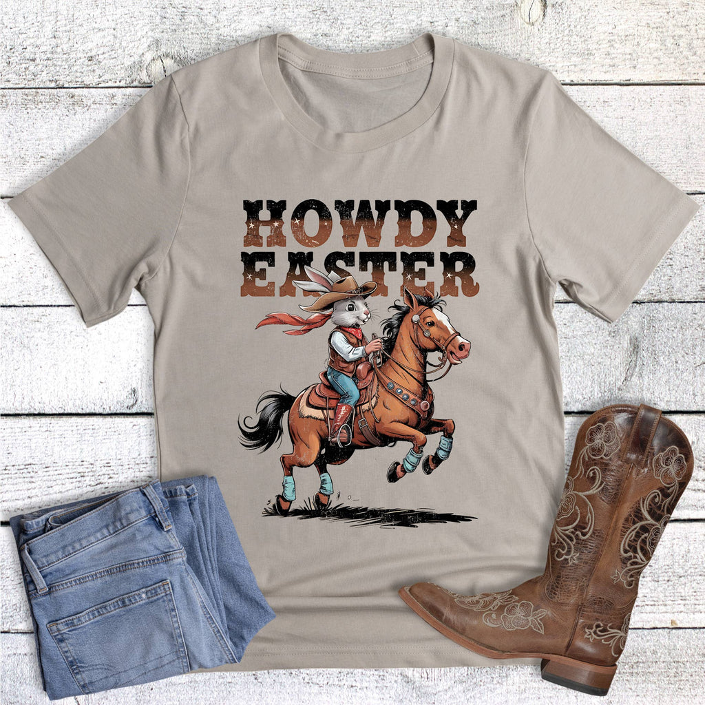 Easter Western Howdy Rabbit Rider Graphic - Adult & Kids T-Shirts, Sweatshirts & Hoodies apparel design preview 1